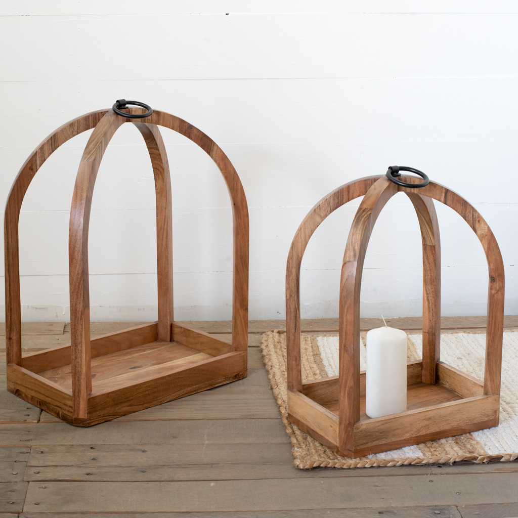 S/2 Wood Lanterns