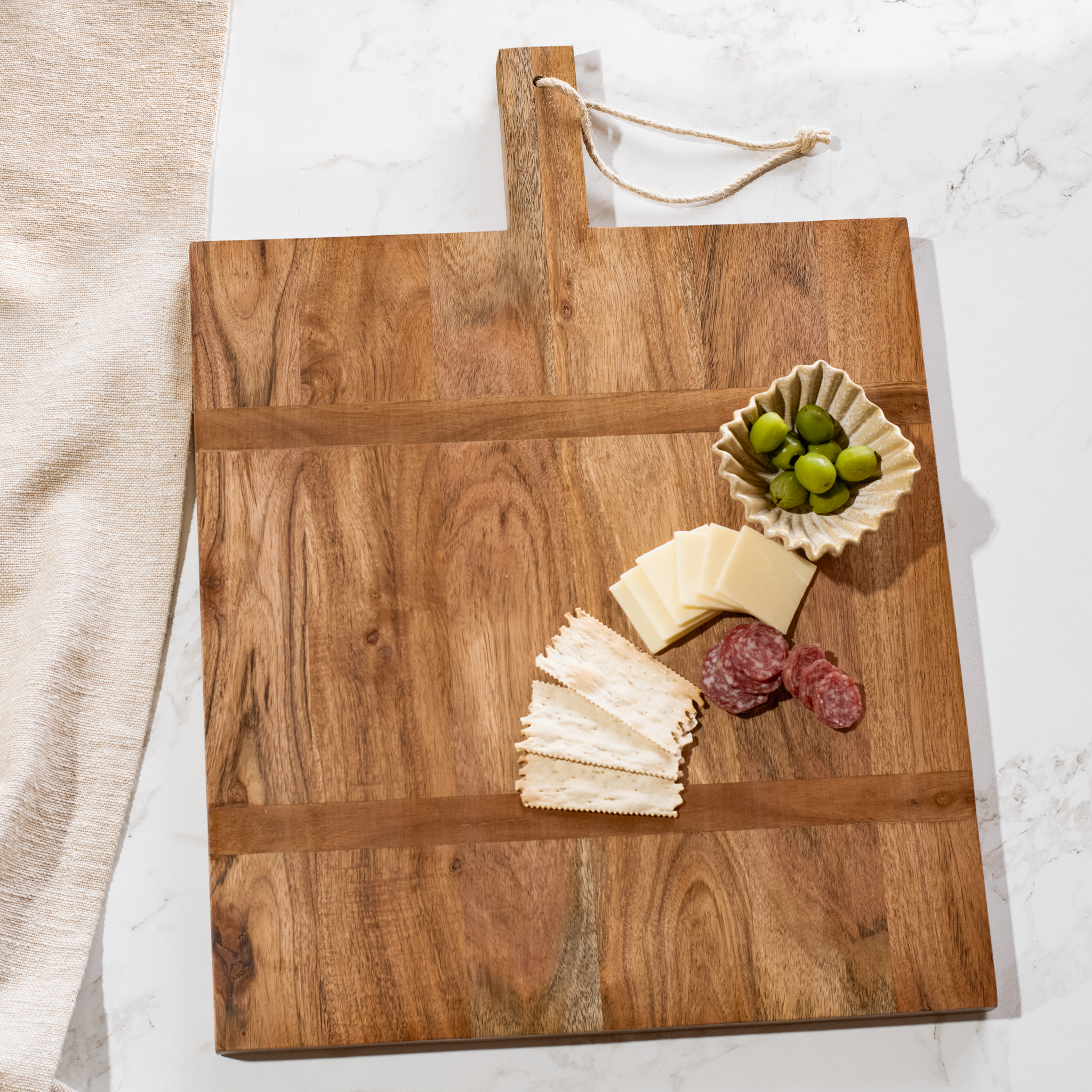 22" X 16" Nat. Wood Deco Serving Board