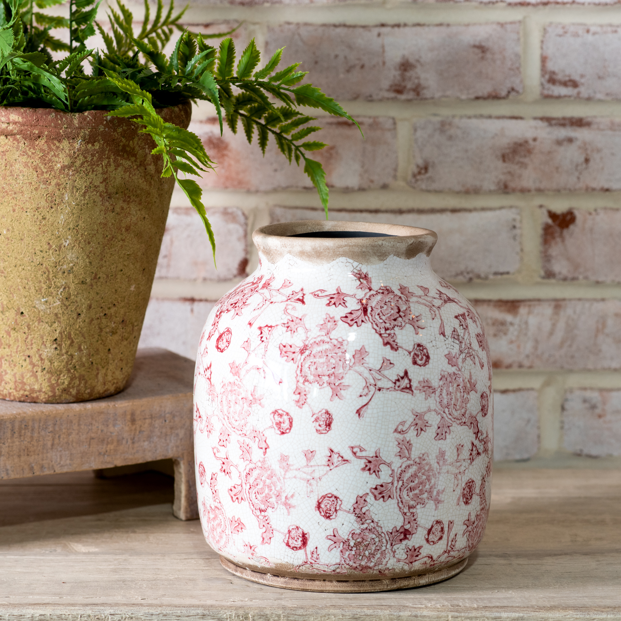 8.5" H. Red Heritage Wide Vase