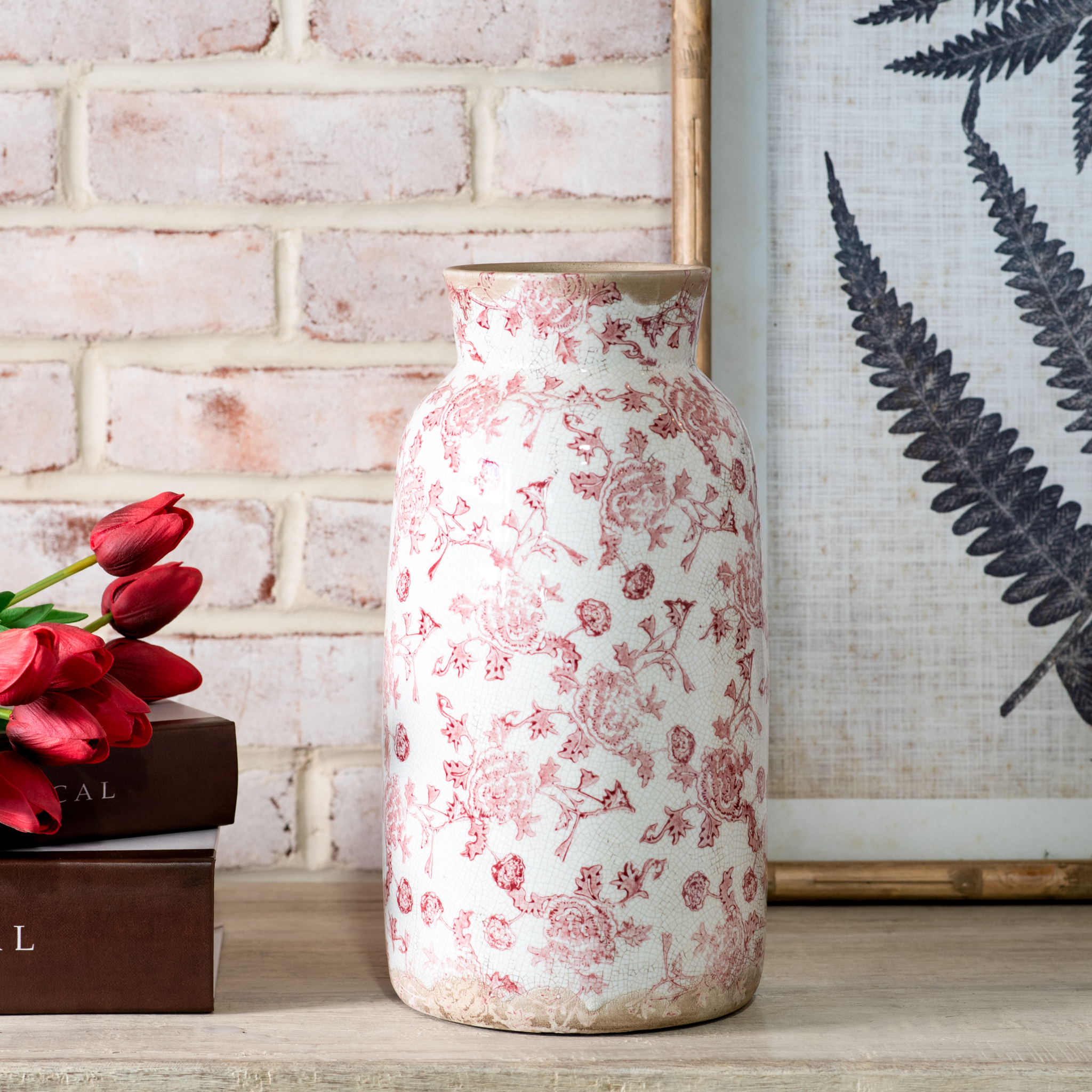 12.6" H. Tall Red Heritage Vase