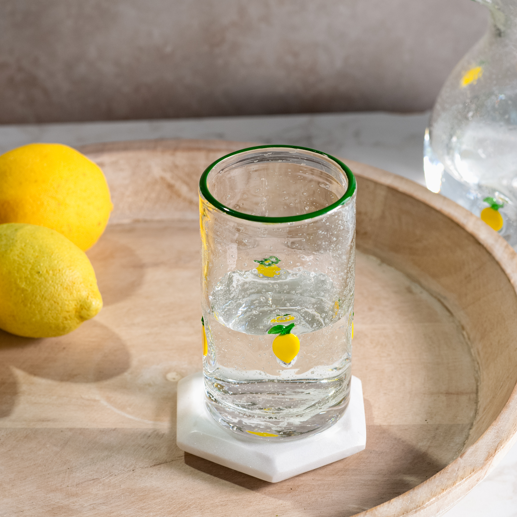 *Inner* 5.1" Lemon Print Bubble Drink Glass
