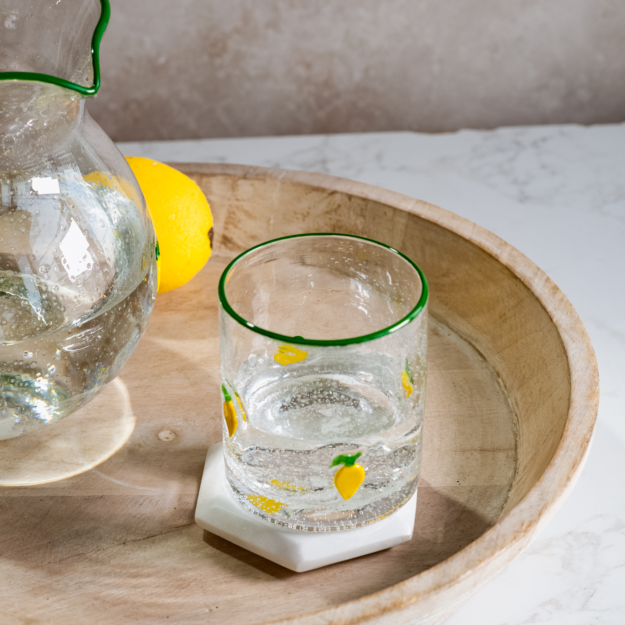 *Inner* 4" Lemon Print Bubble Drink Glass