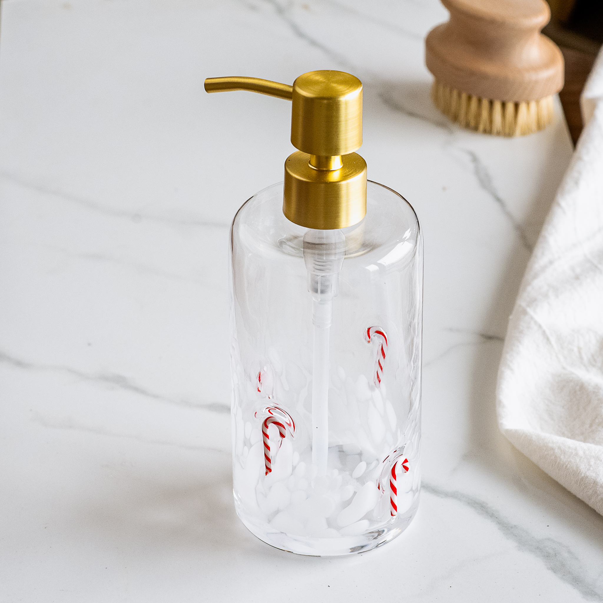 *Inner* 7.8" Candycane Glass Soap Pump
