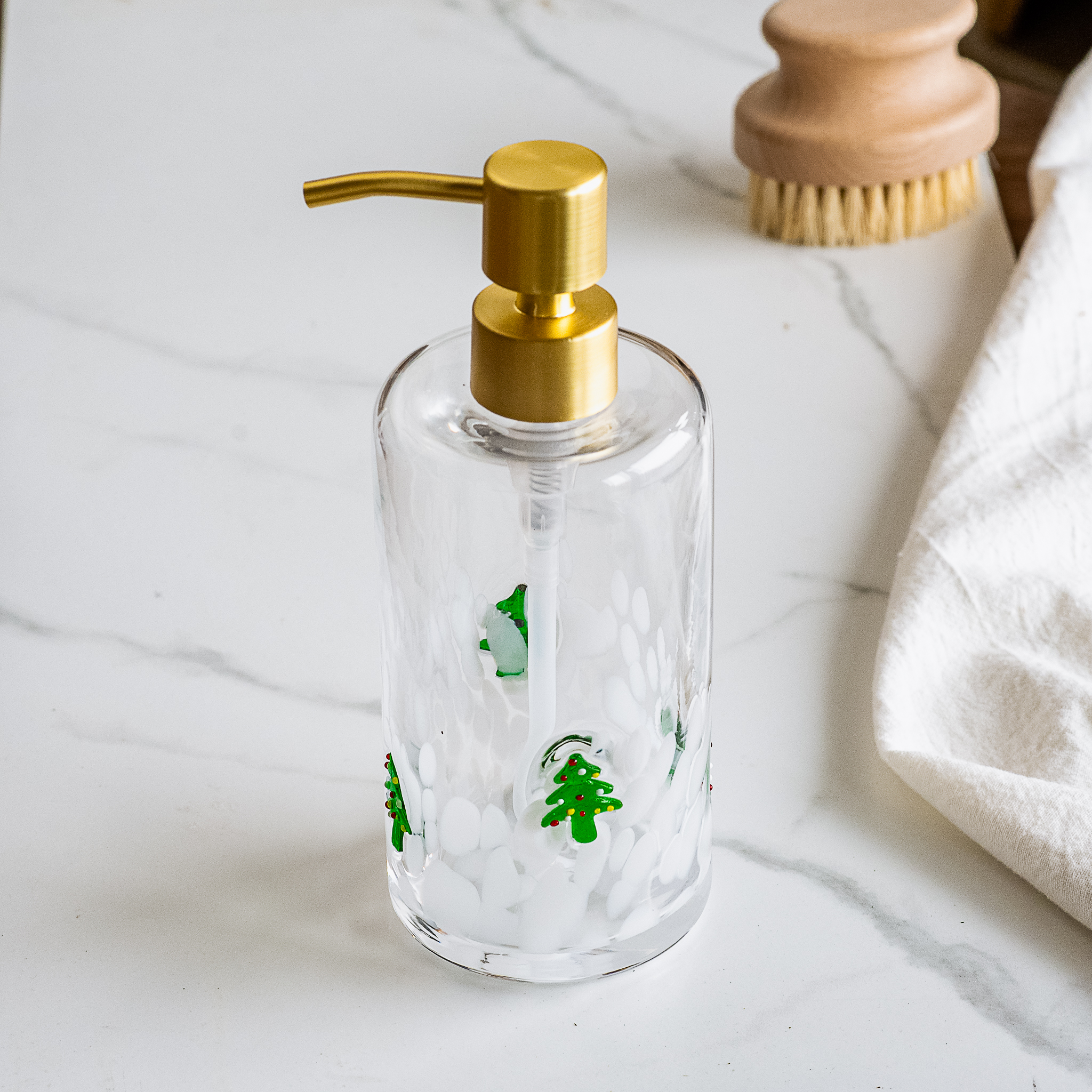 *Inner* 7.8" Christmas Tree Glass Soap Pump