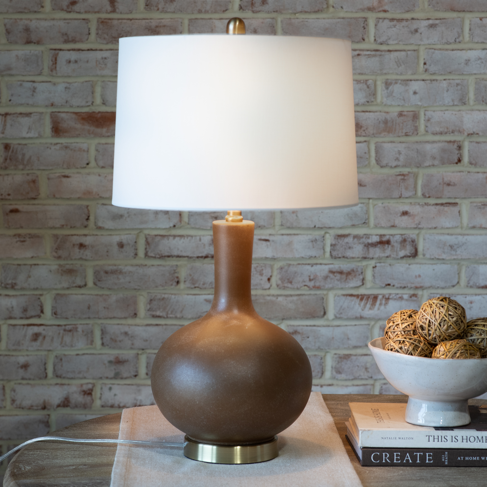 27" T Beige Ceramic Bubble Lamp