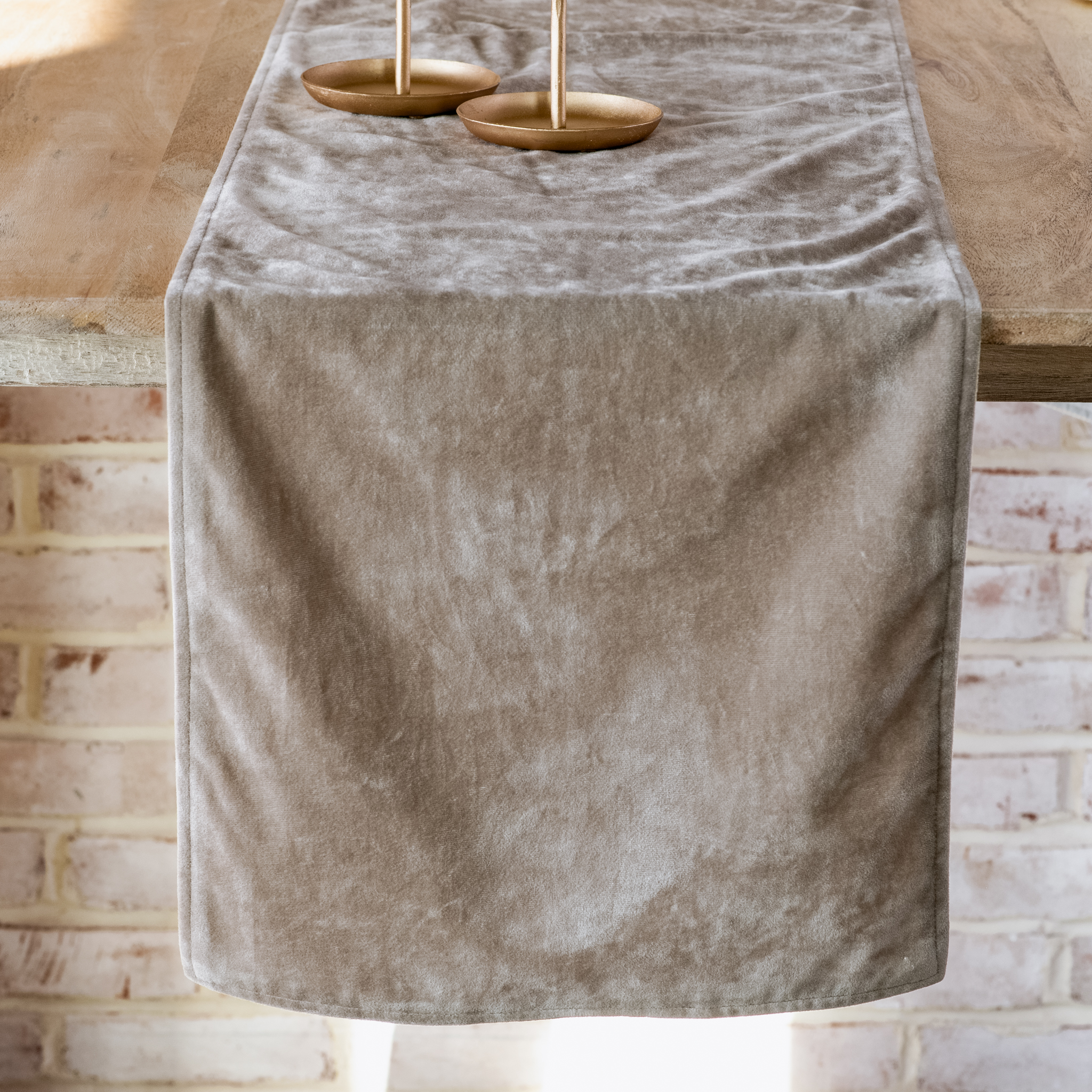 *Inner* 72" Latte Velvet Table Runner