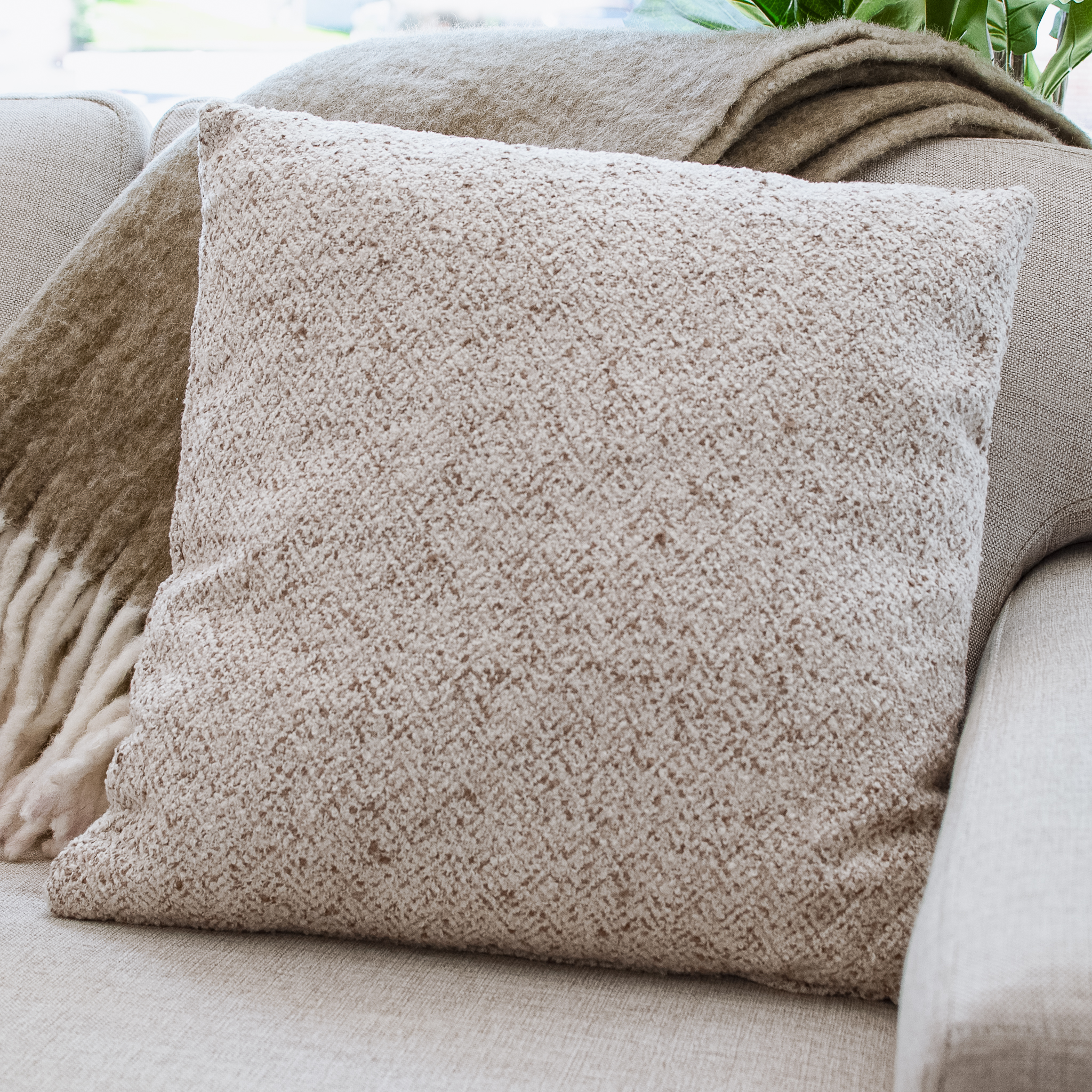 20" Brown Boucle Pillow