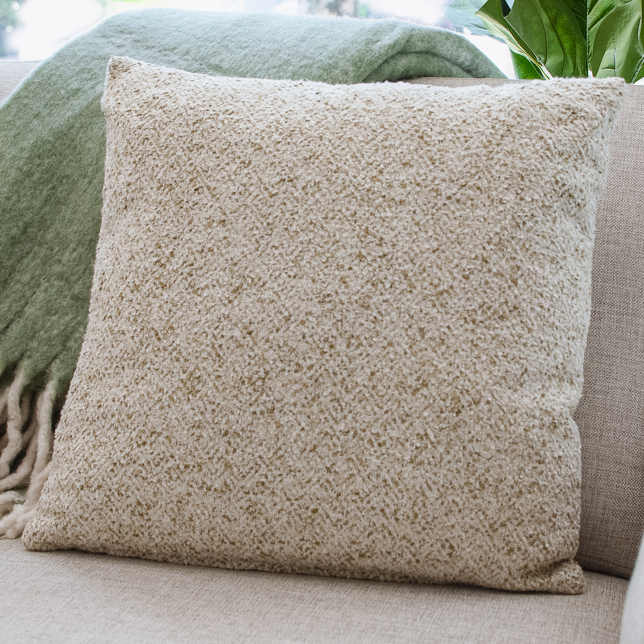 20" Green Boucle Pillow