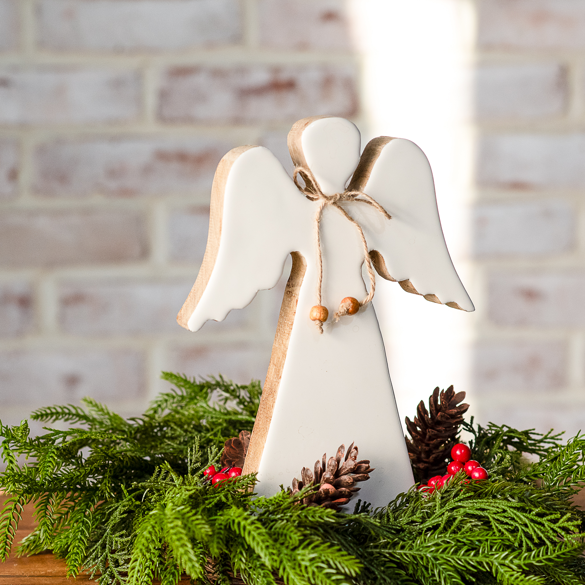 *Inner* 8.7" Wood Enamelware Angel
