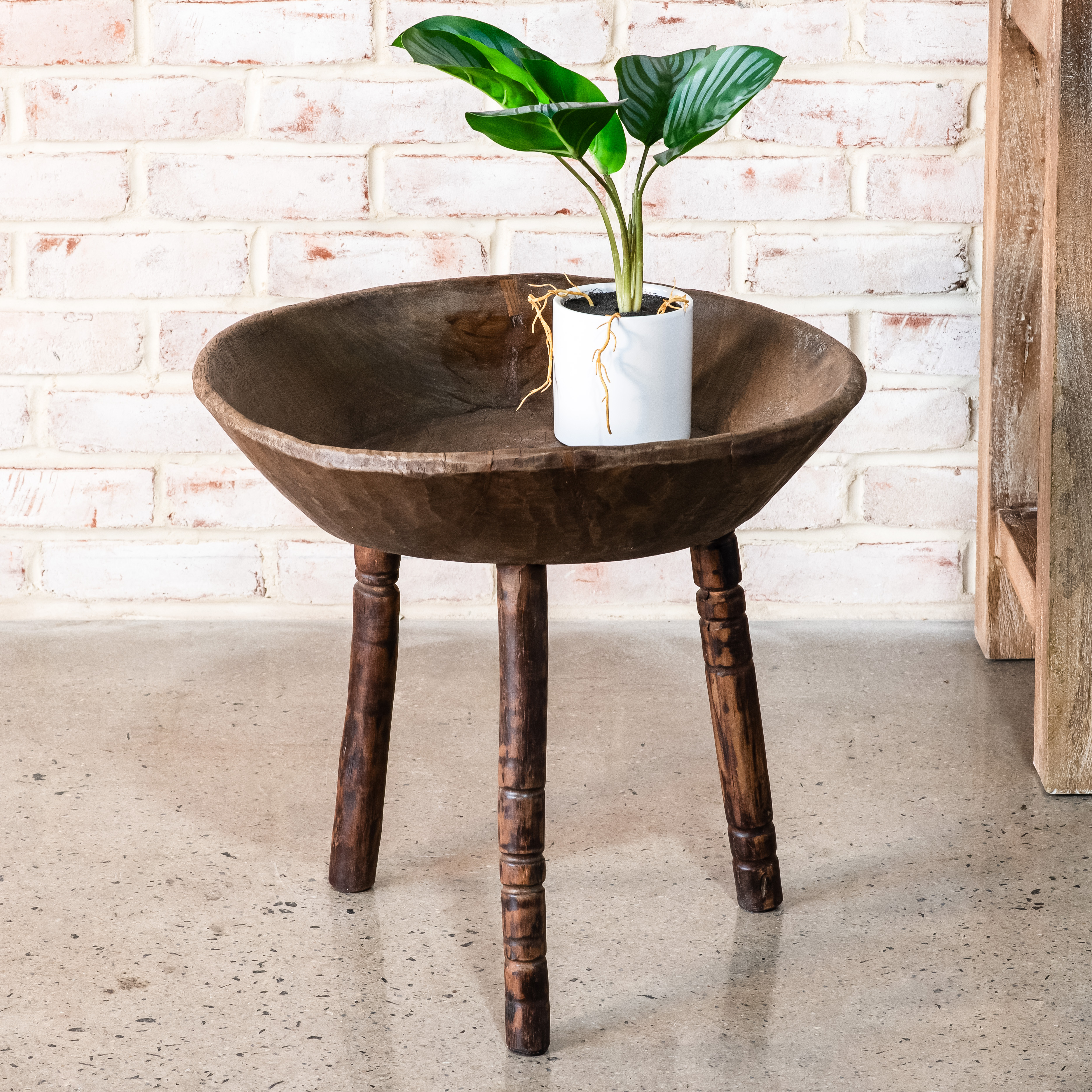 19.5" Wood Parat Side Table Heavily Distressed
