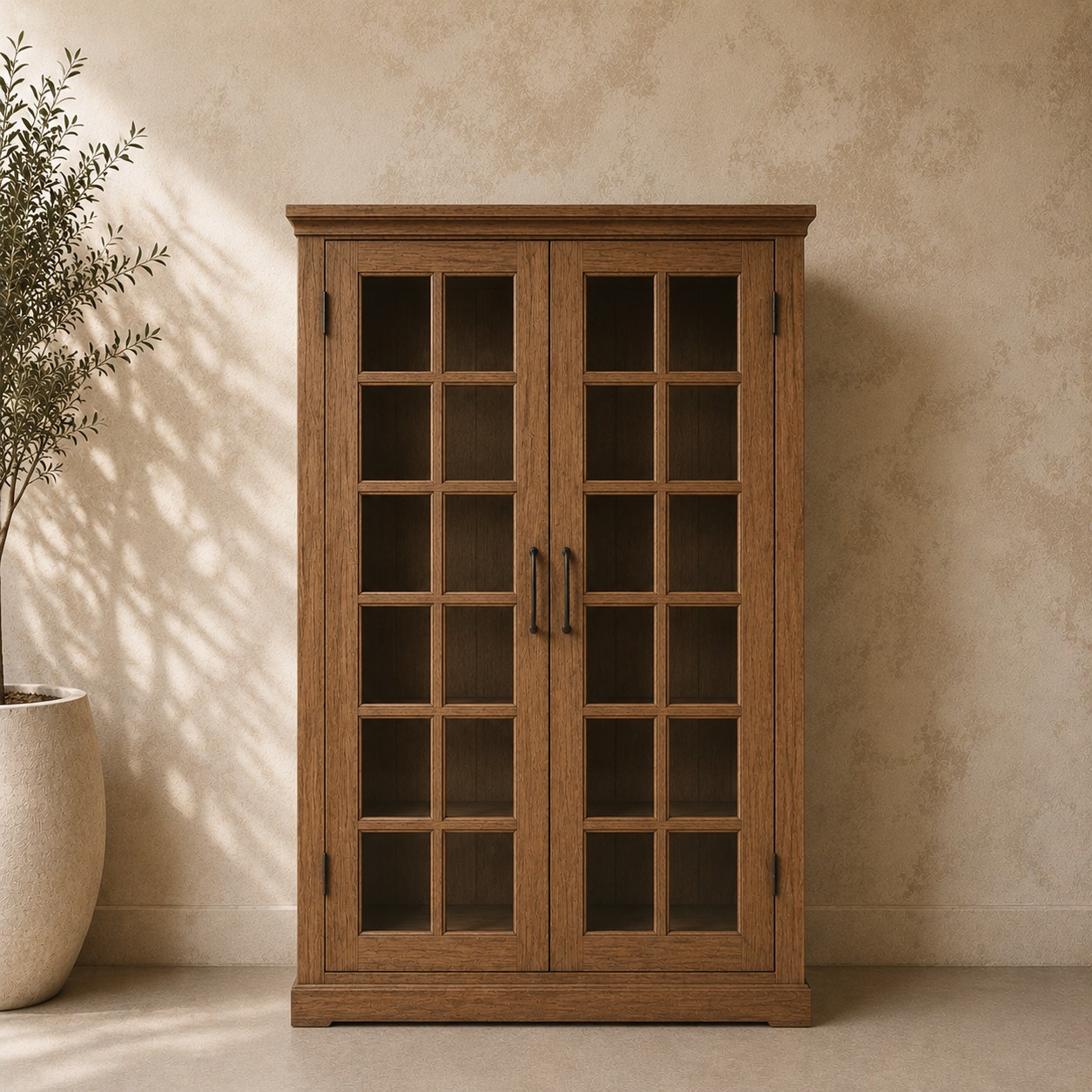 72" Glass Panel Almirah Cabinet