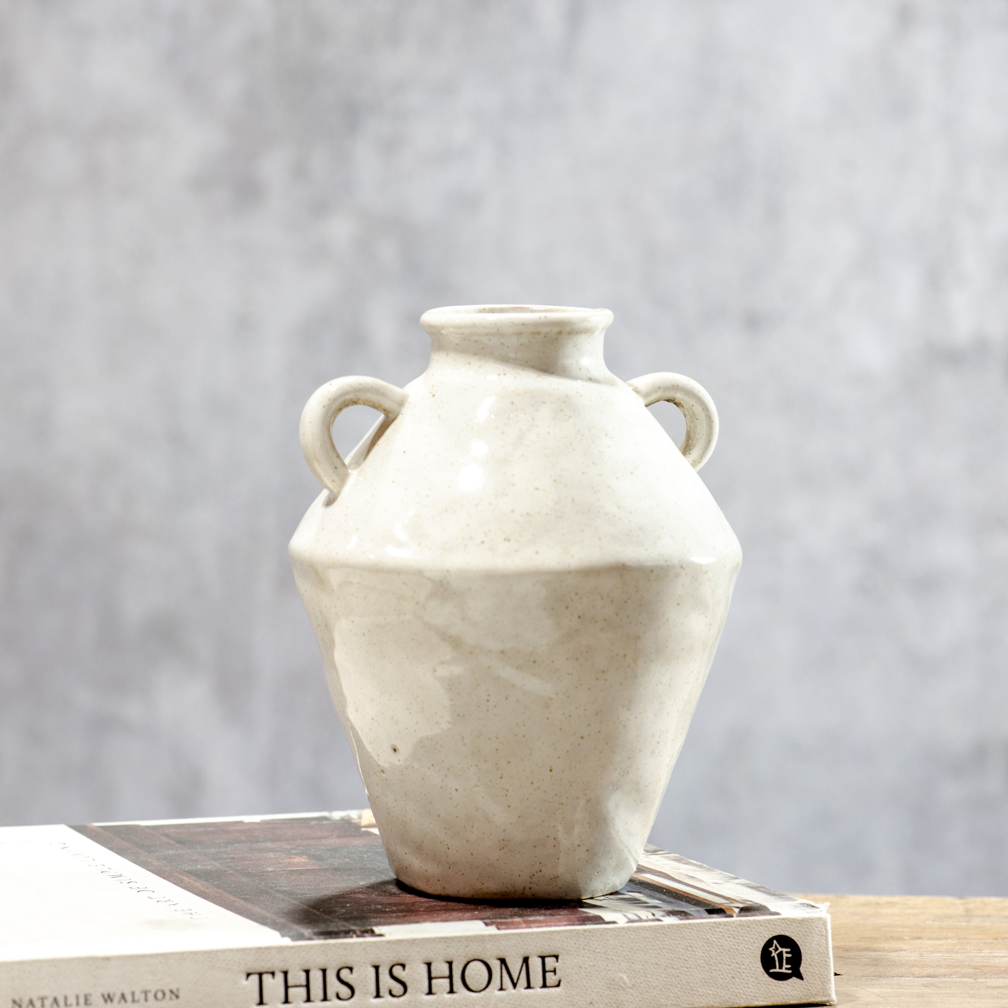 7" Cream Color Handle Vase