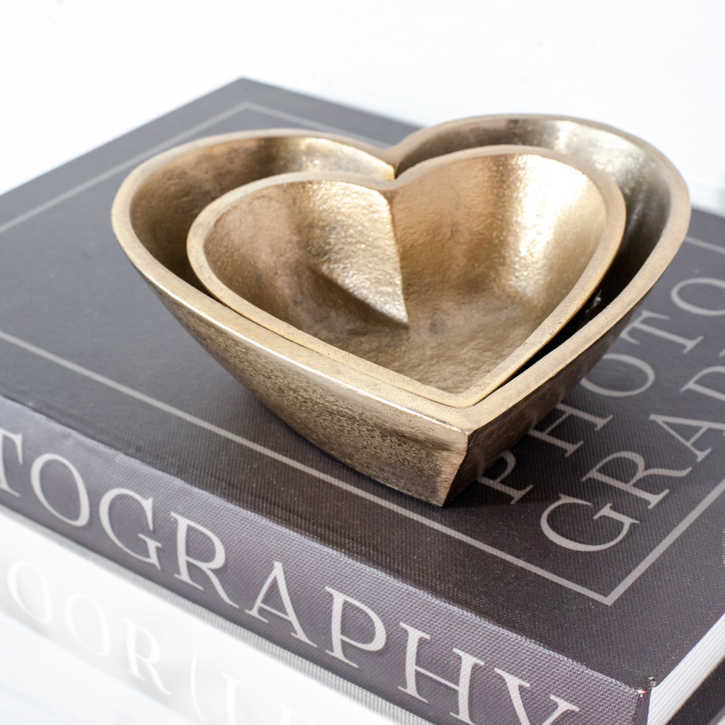 *Inner* S/2 Ant. Brass Heart Bowls