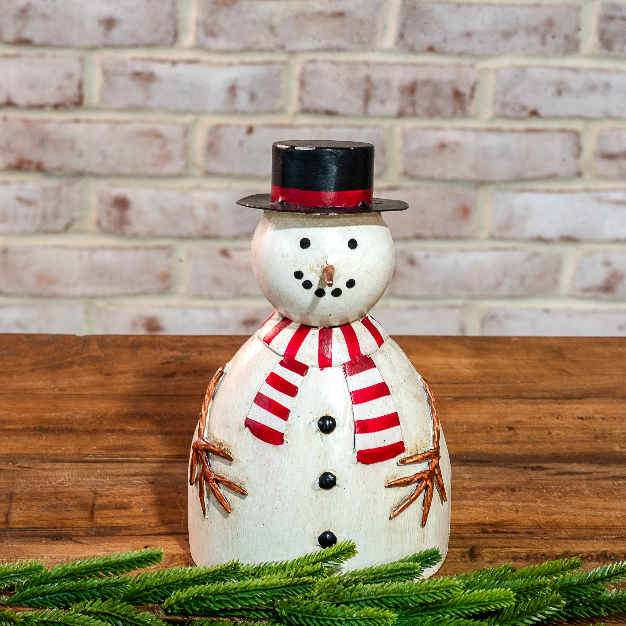 *Inner* 8" Metal Snowman With Hat