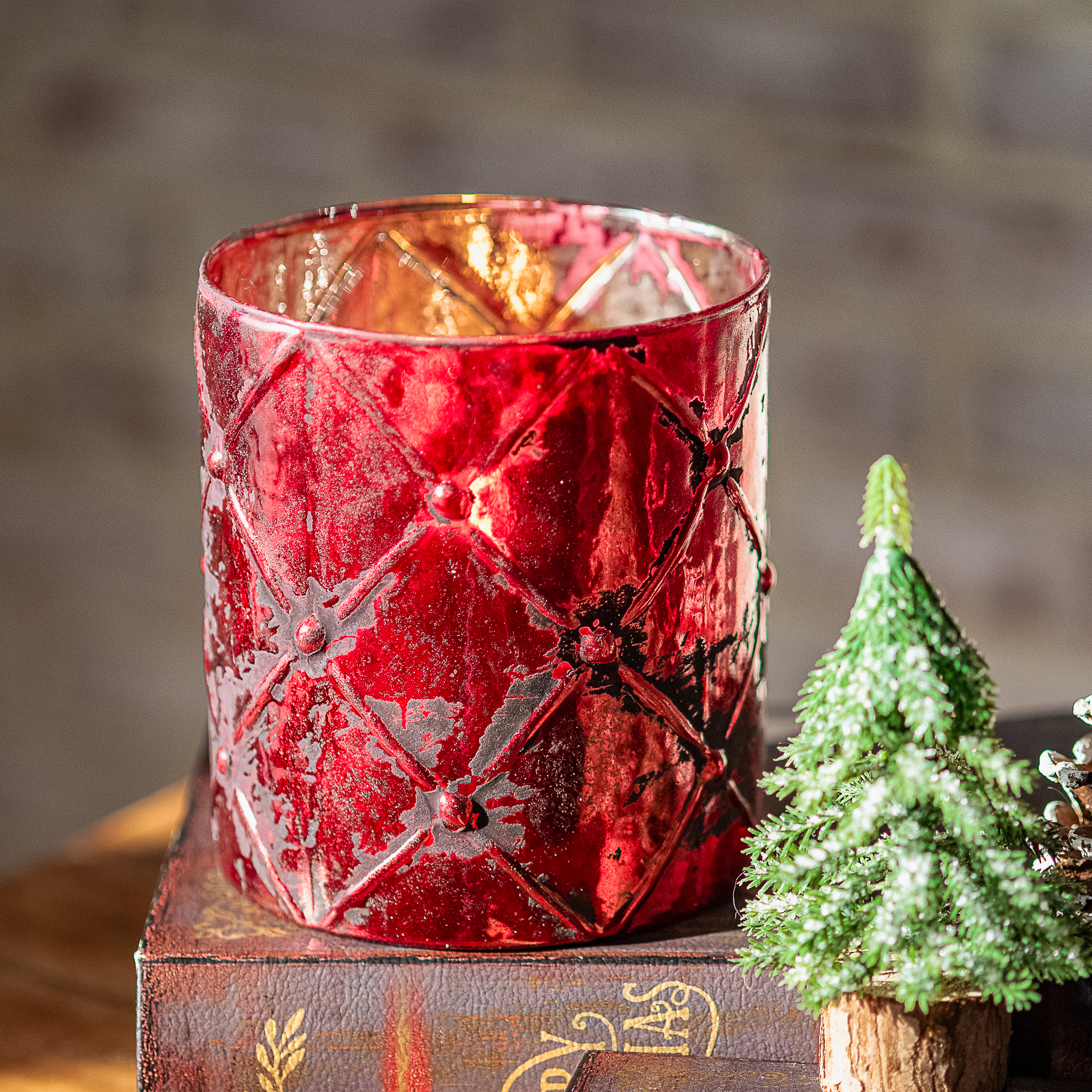 *Inner* 5.5" Red Check Candle Holder
