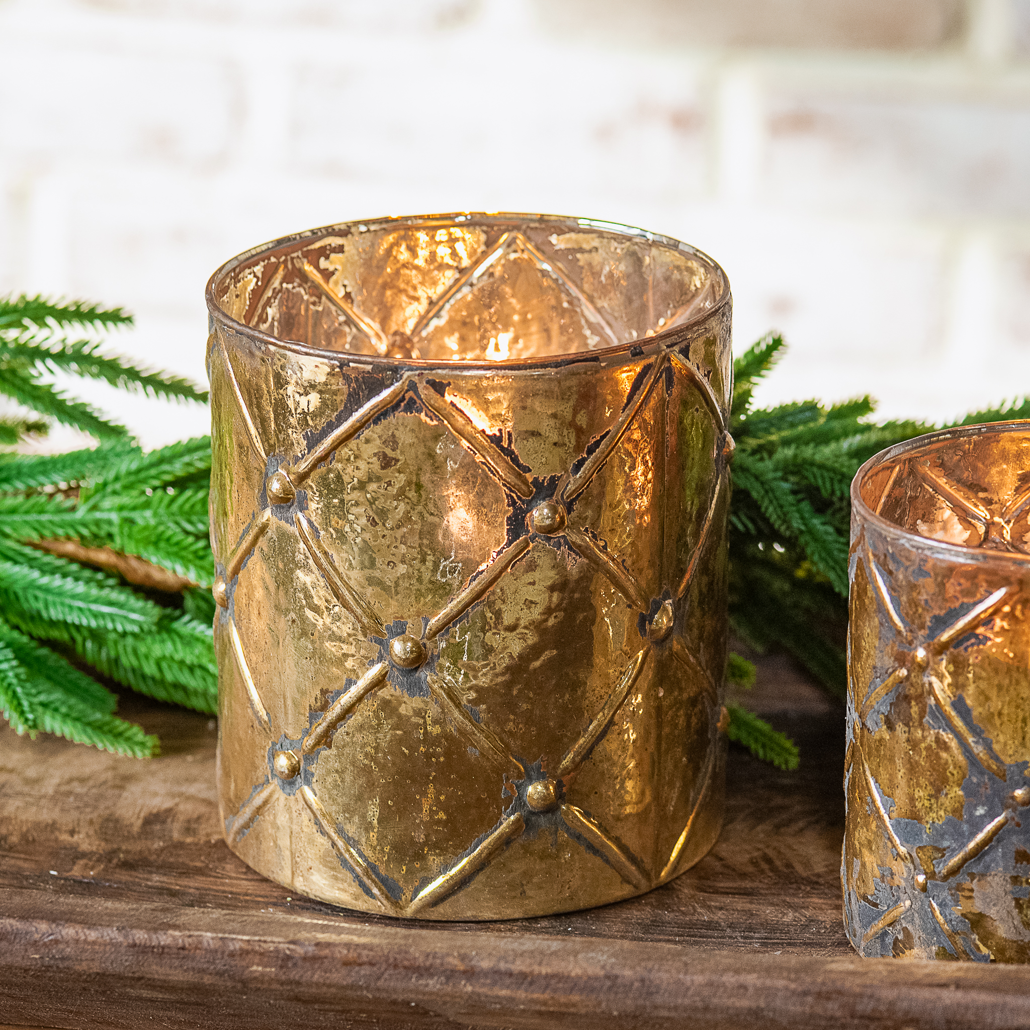 *Inner* 5.5" Gold Check Candle Holder
