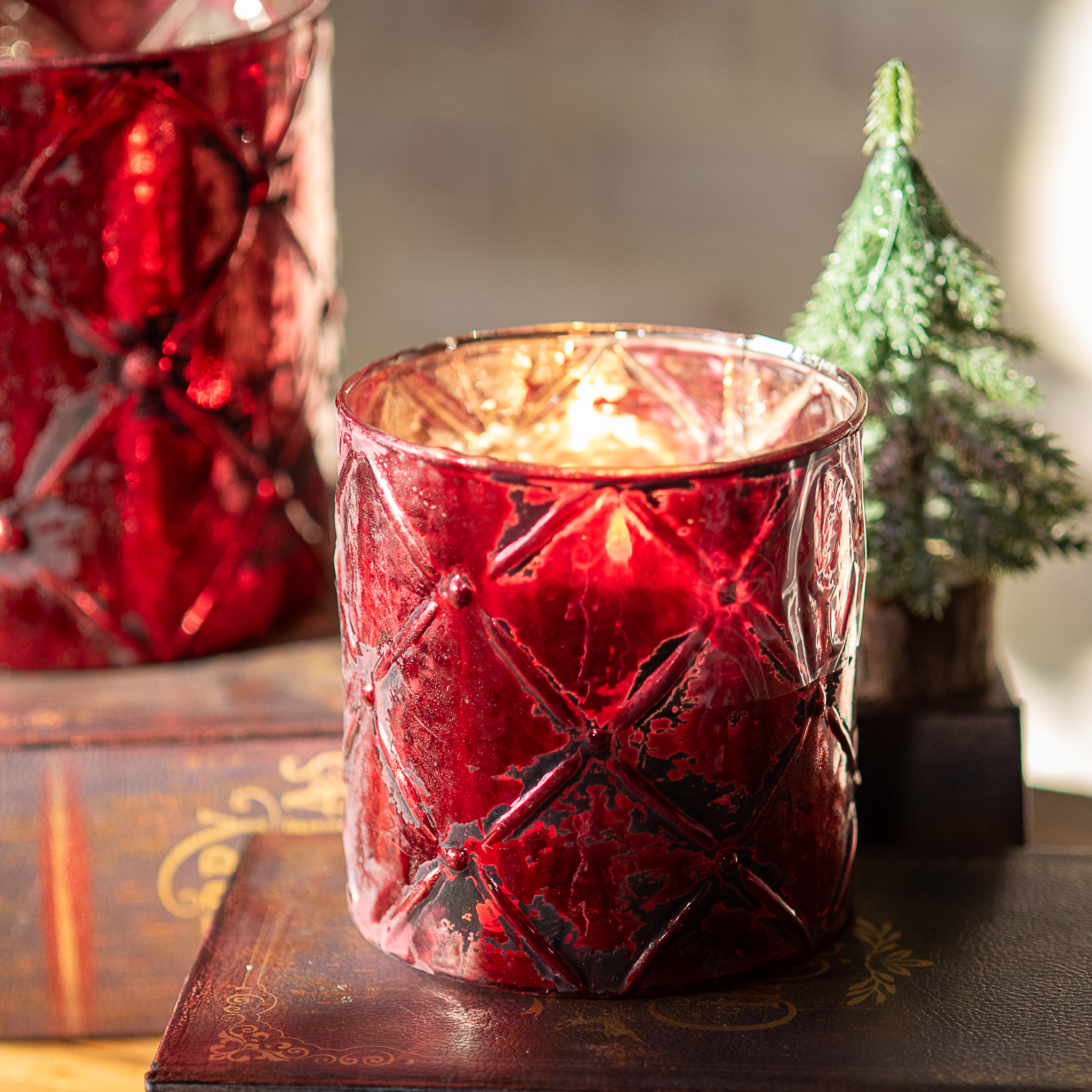*Inner* 5" Red Check Candle Holder