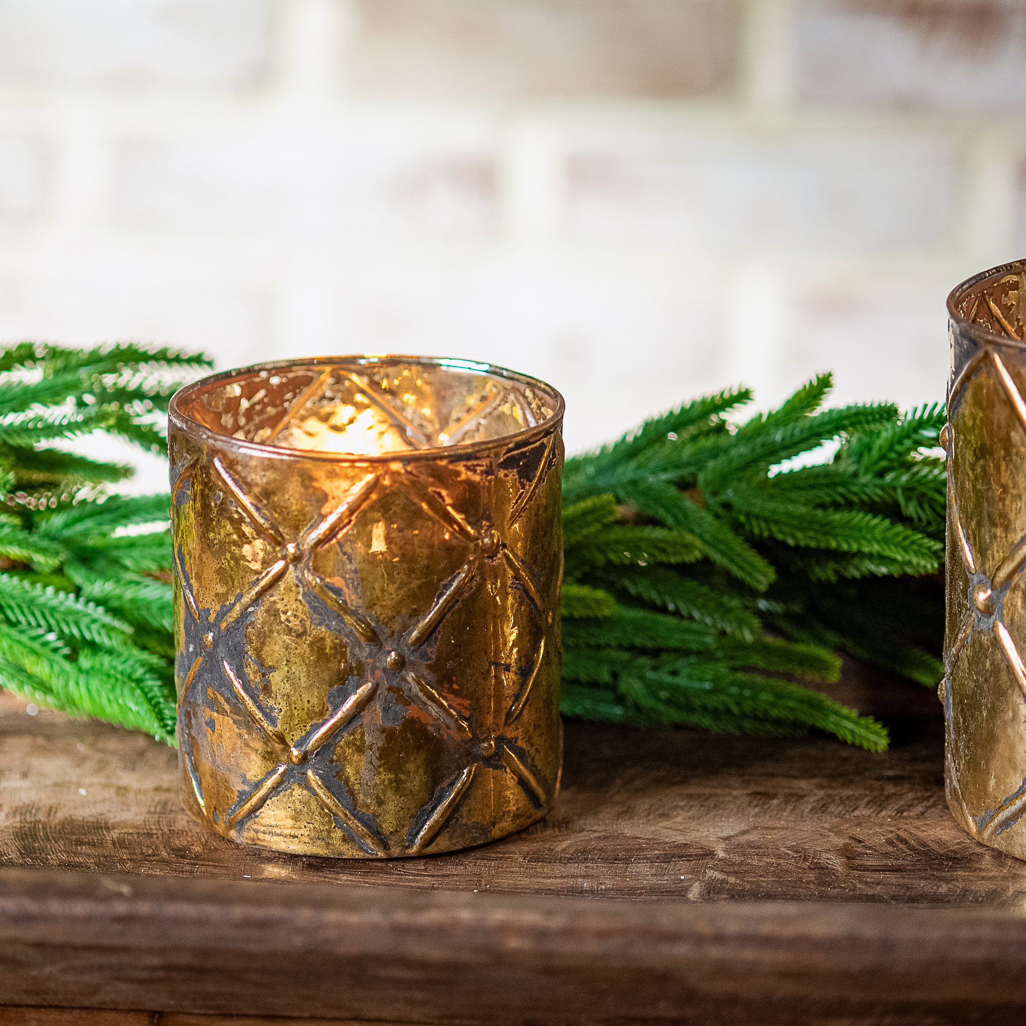 *Inner* 5" Gold Check Candle Holder