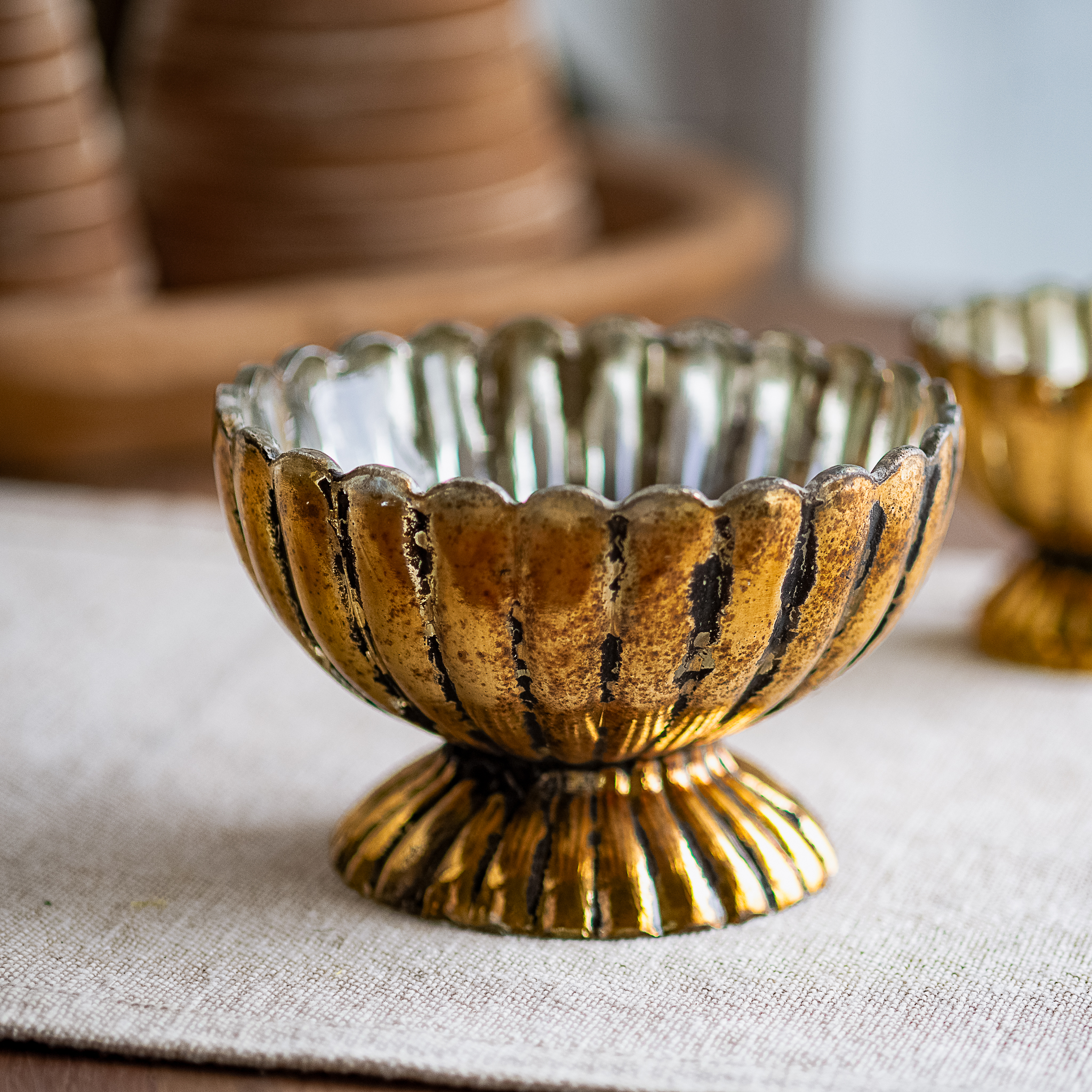 *Inner* 5.7" Gold Pedestal Metal Bowl