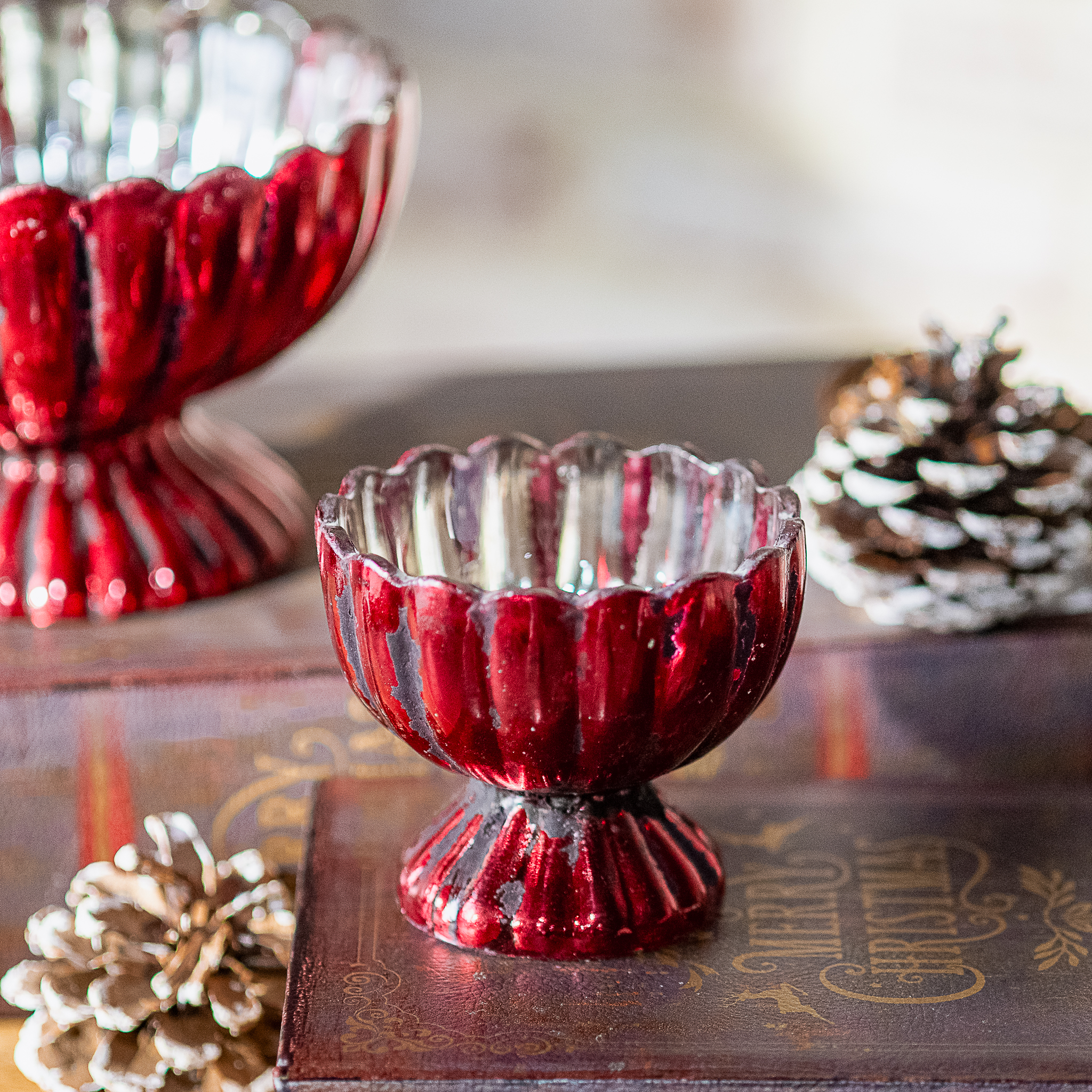 *Inner* 3.5" Red Pedestal Metal Bowl