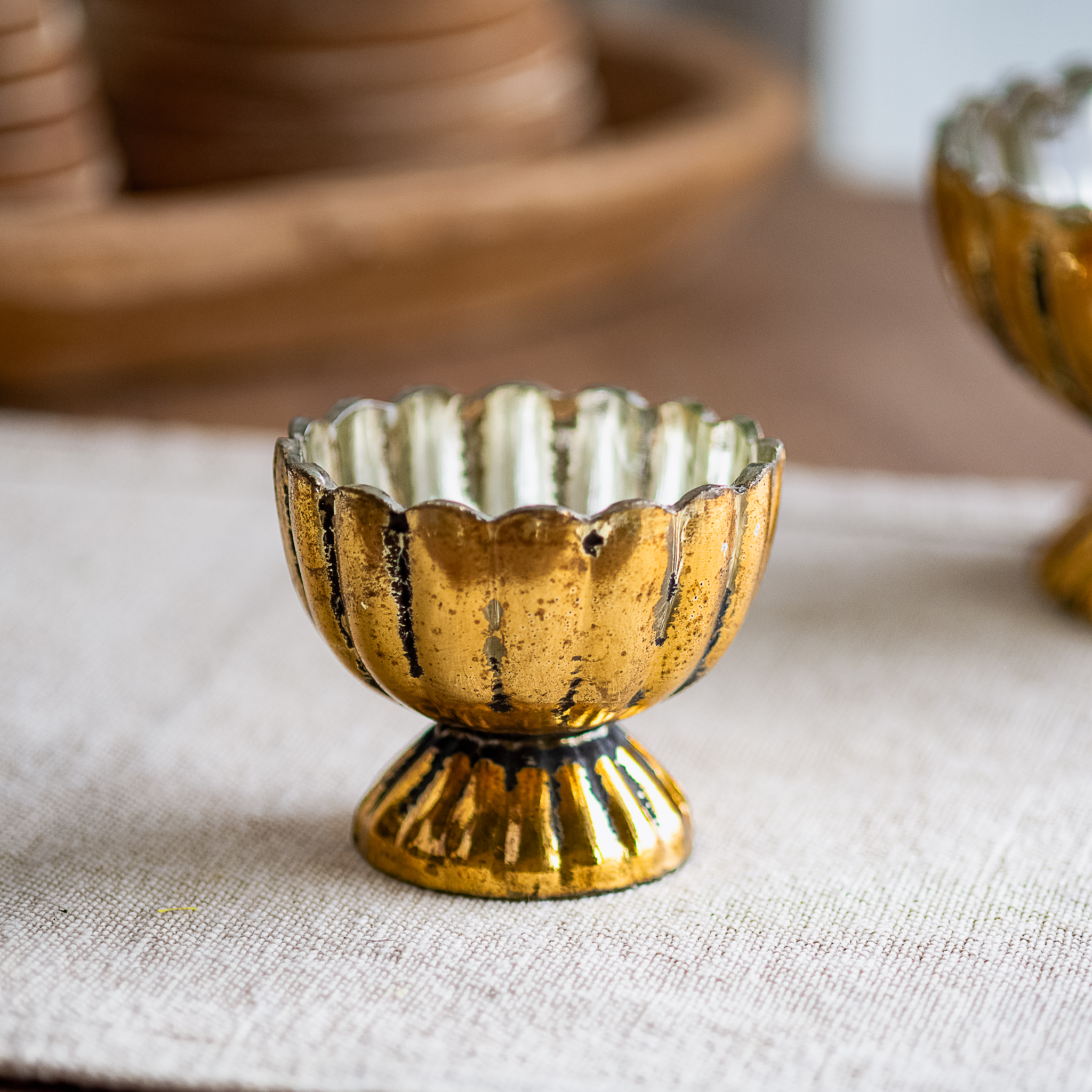 *Inner* 3.5" Gold Pedestal Metal Bowl