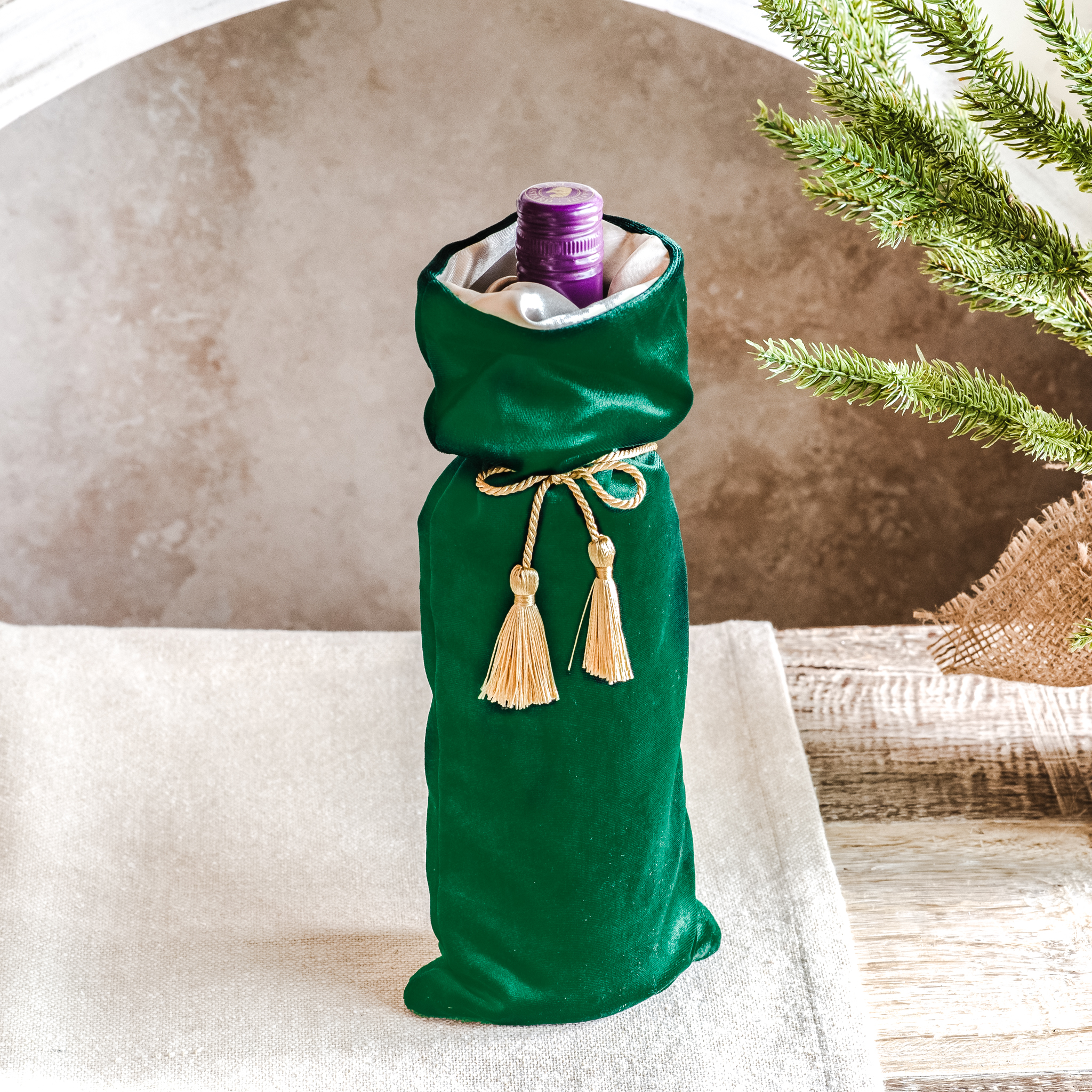 *Inner* Green Velvet Bottle Bag