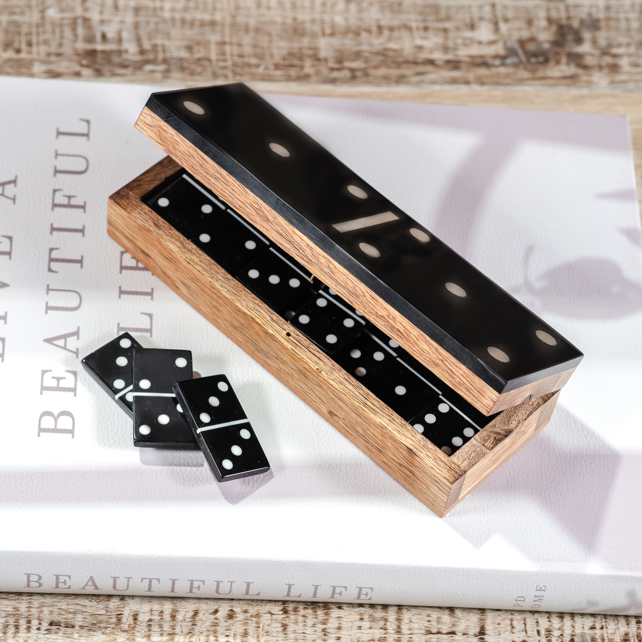 *Inner* 8" Black Resin Domino Box Set