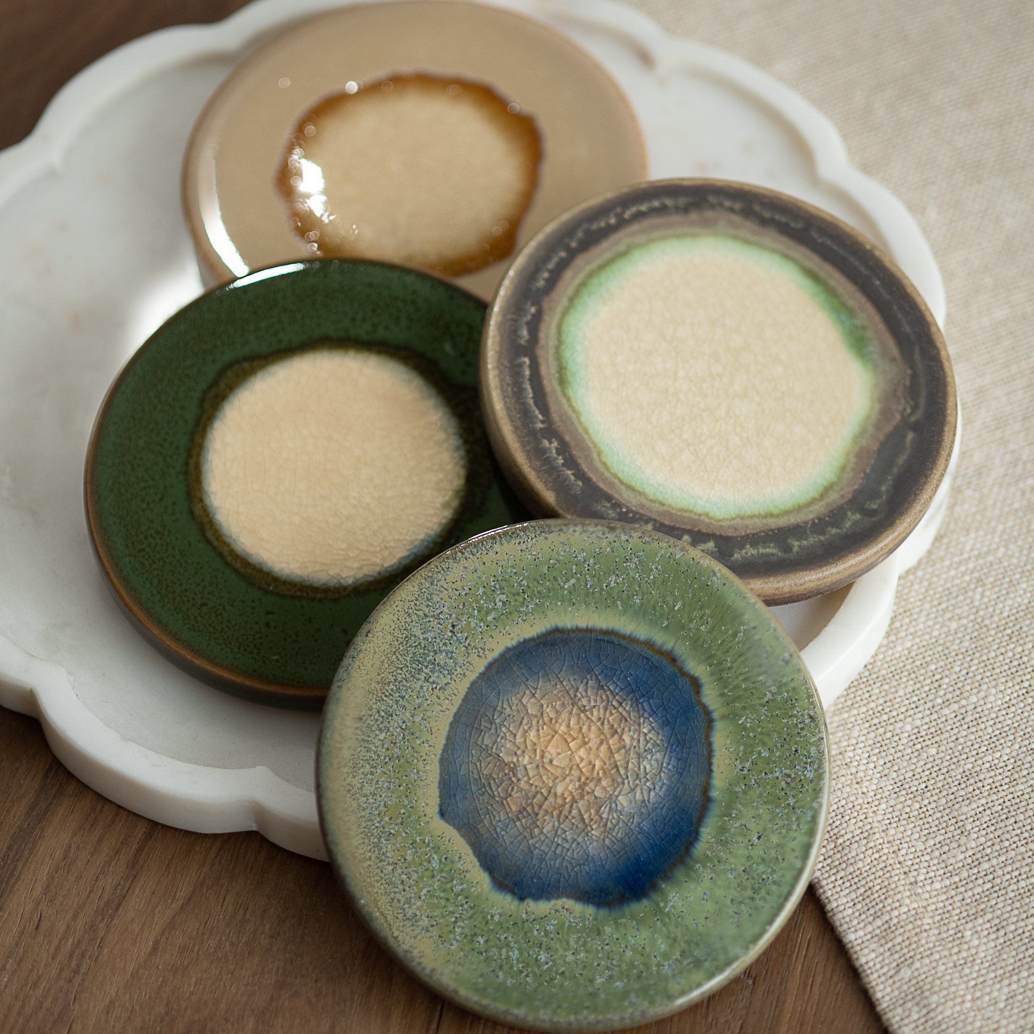 *Inner* S/4 Asst Spring Color Glazed Coasters