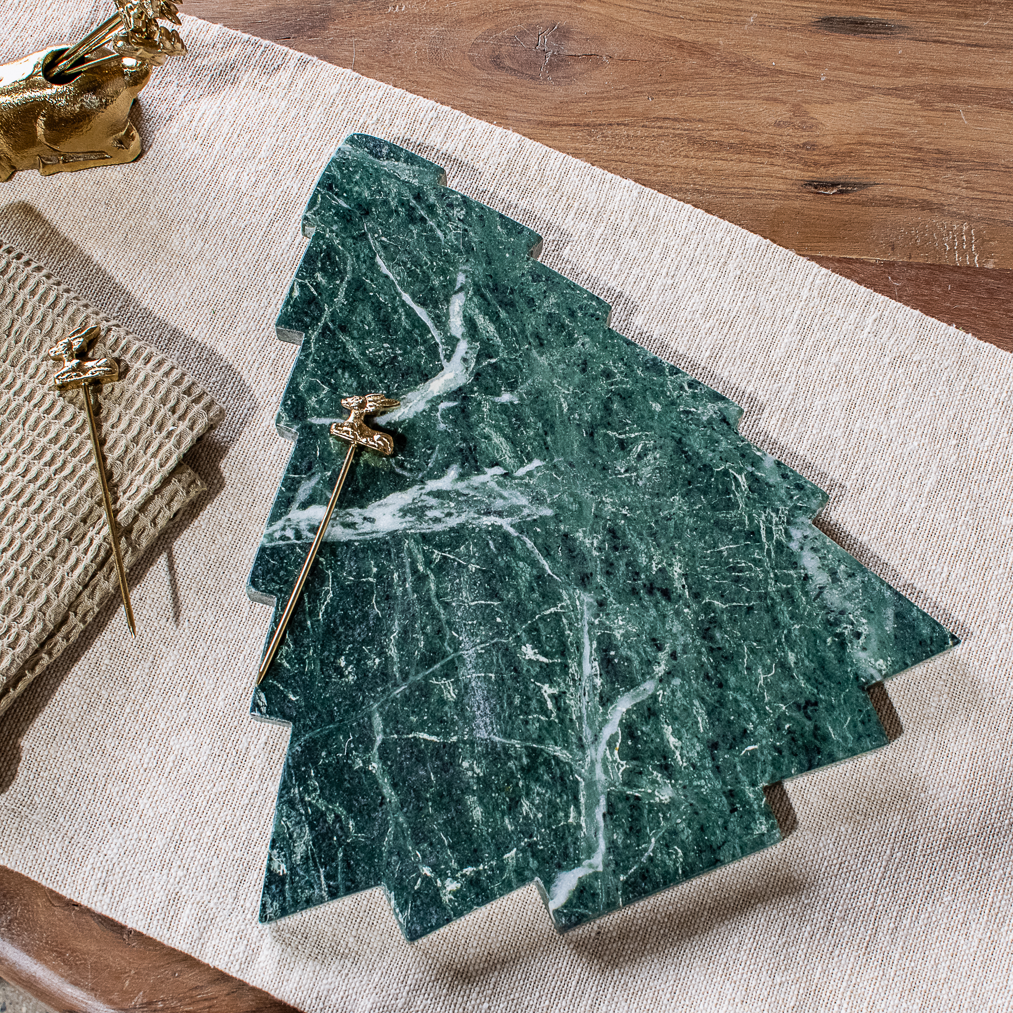 13" Green Marble Tree Board