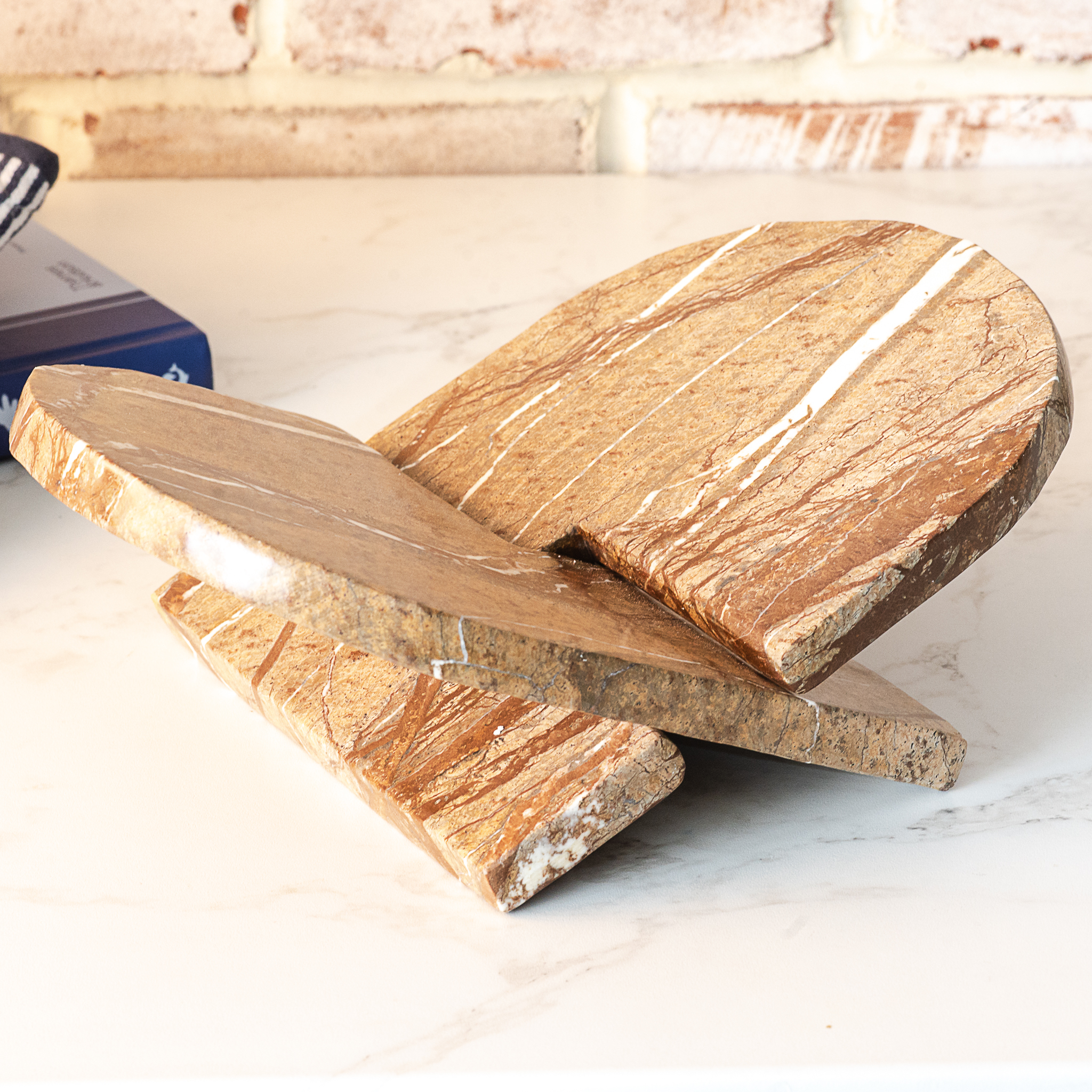 12" Beige Marble Magazine Holder