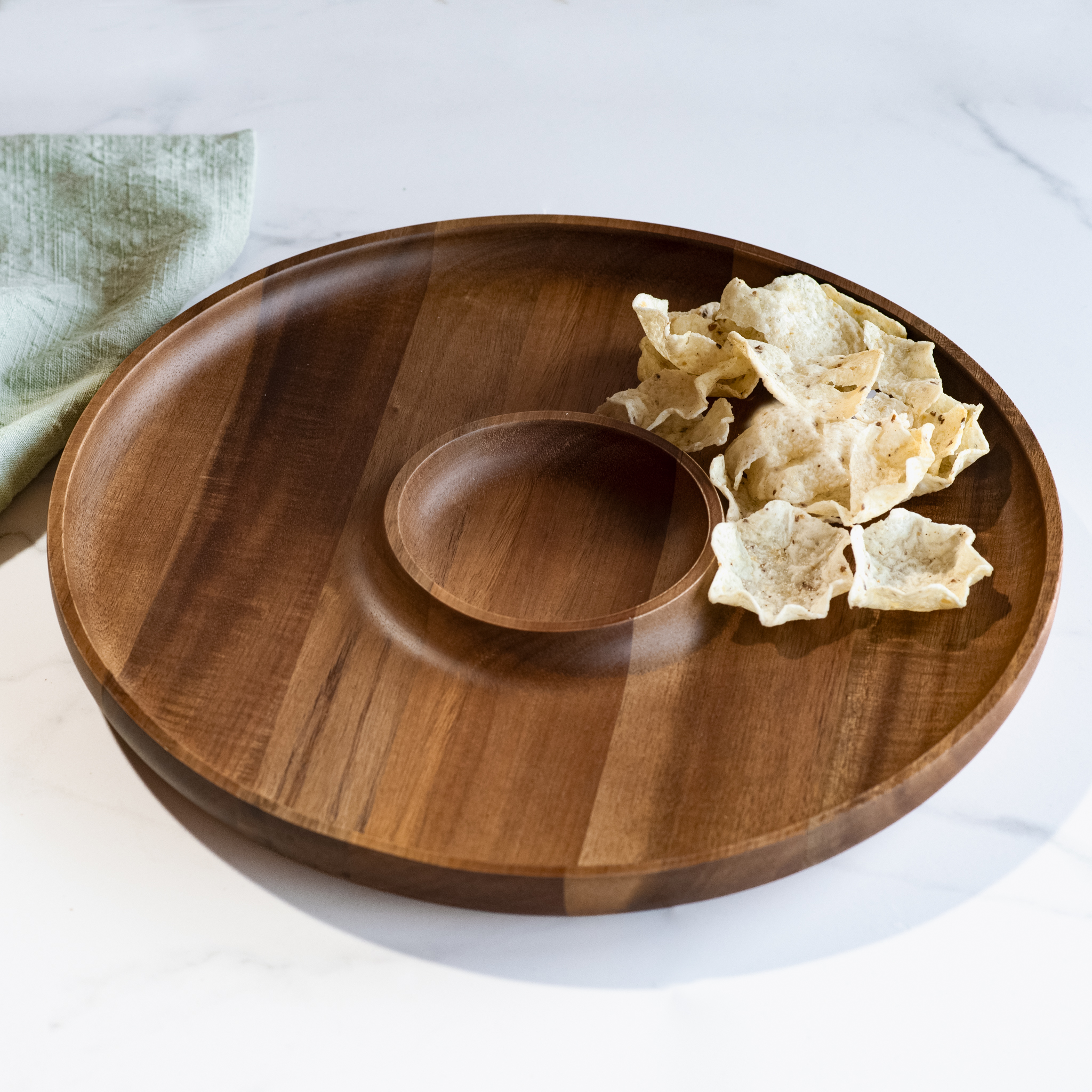 13" Rd. Acacia Wood Serving Tray