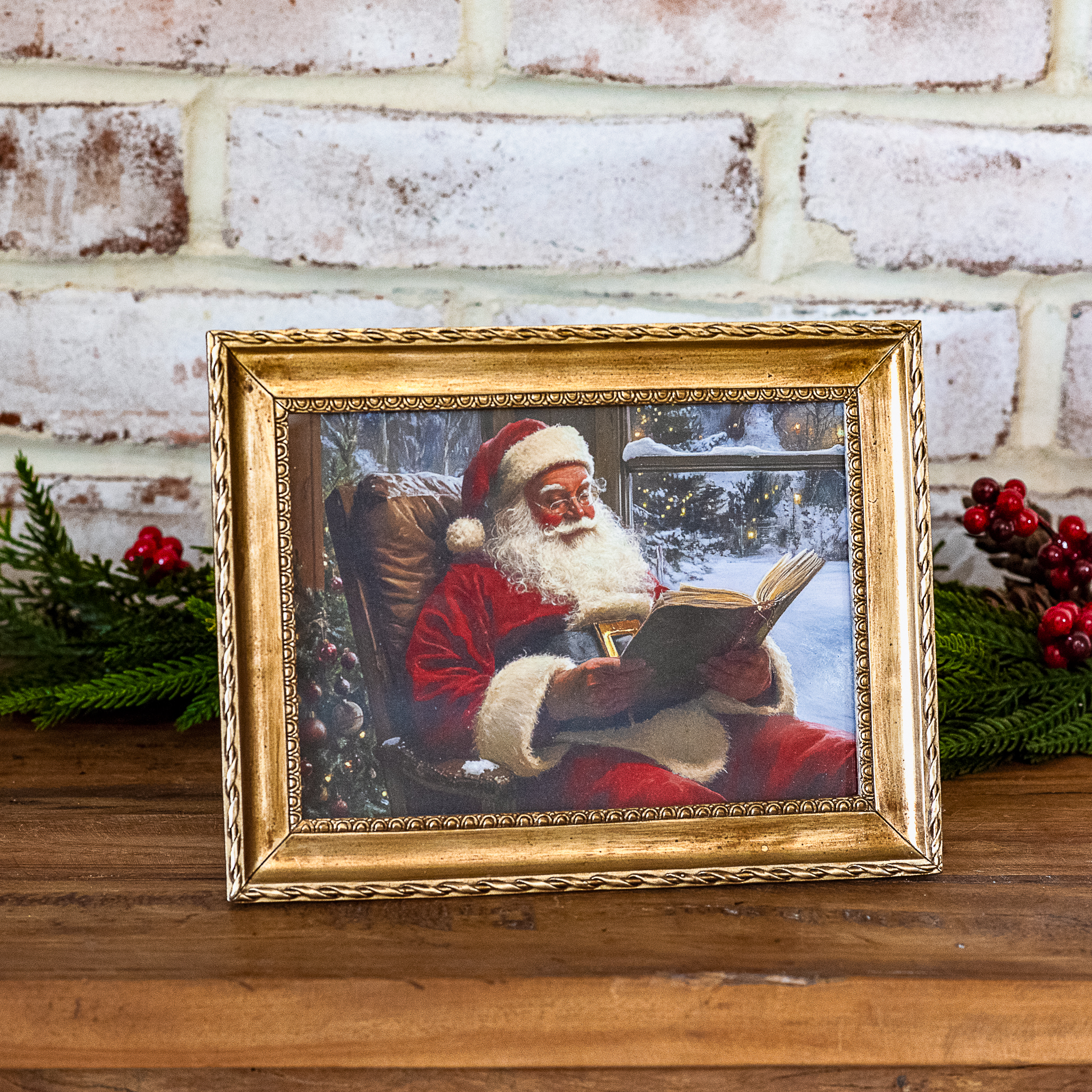 *Inner* 6" Antique Gold Book Santa Frame