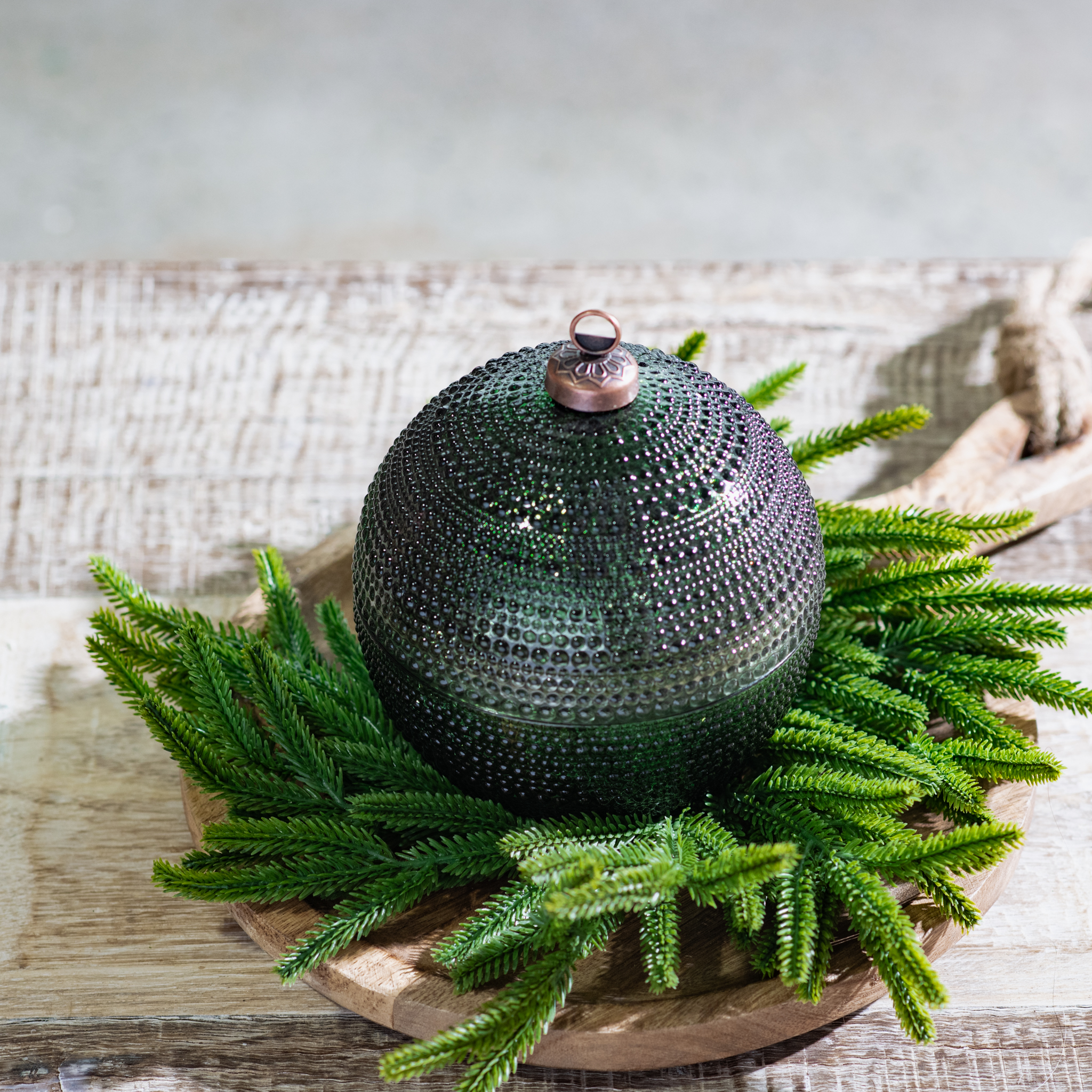 *Inner* 5"D Green Dots Orn Jar