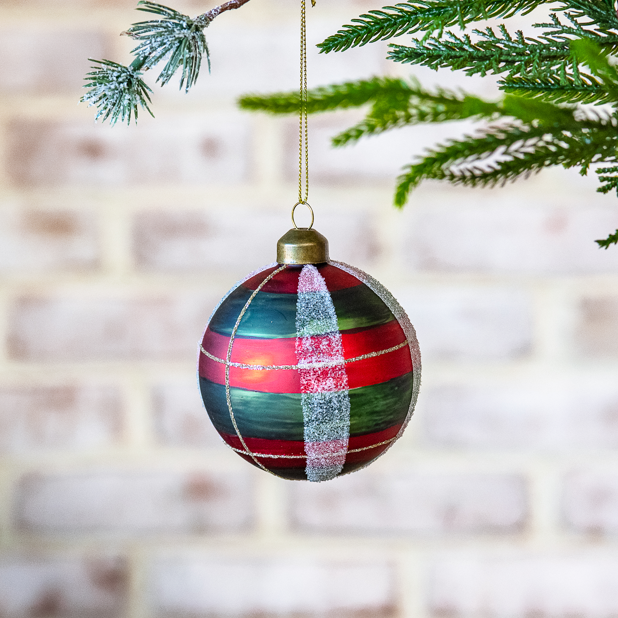 *Inner* 3" Plaid Glass Ball Ornament
