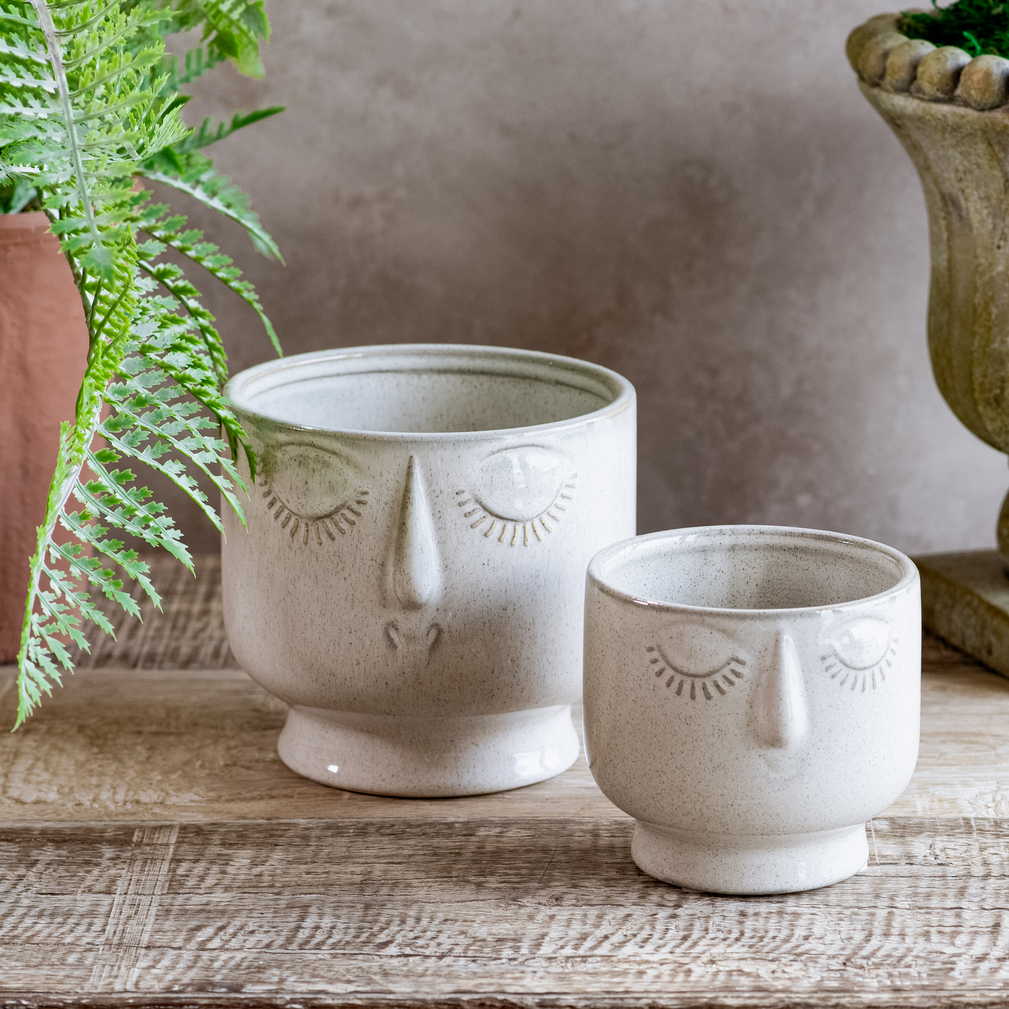 S/2 Ceramic Face Planters