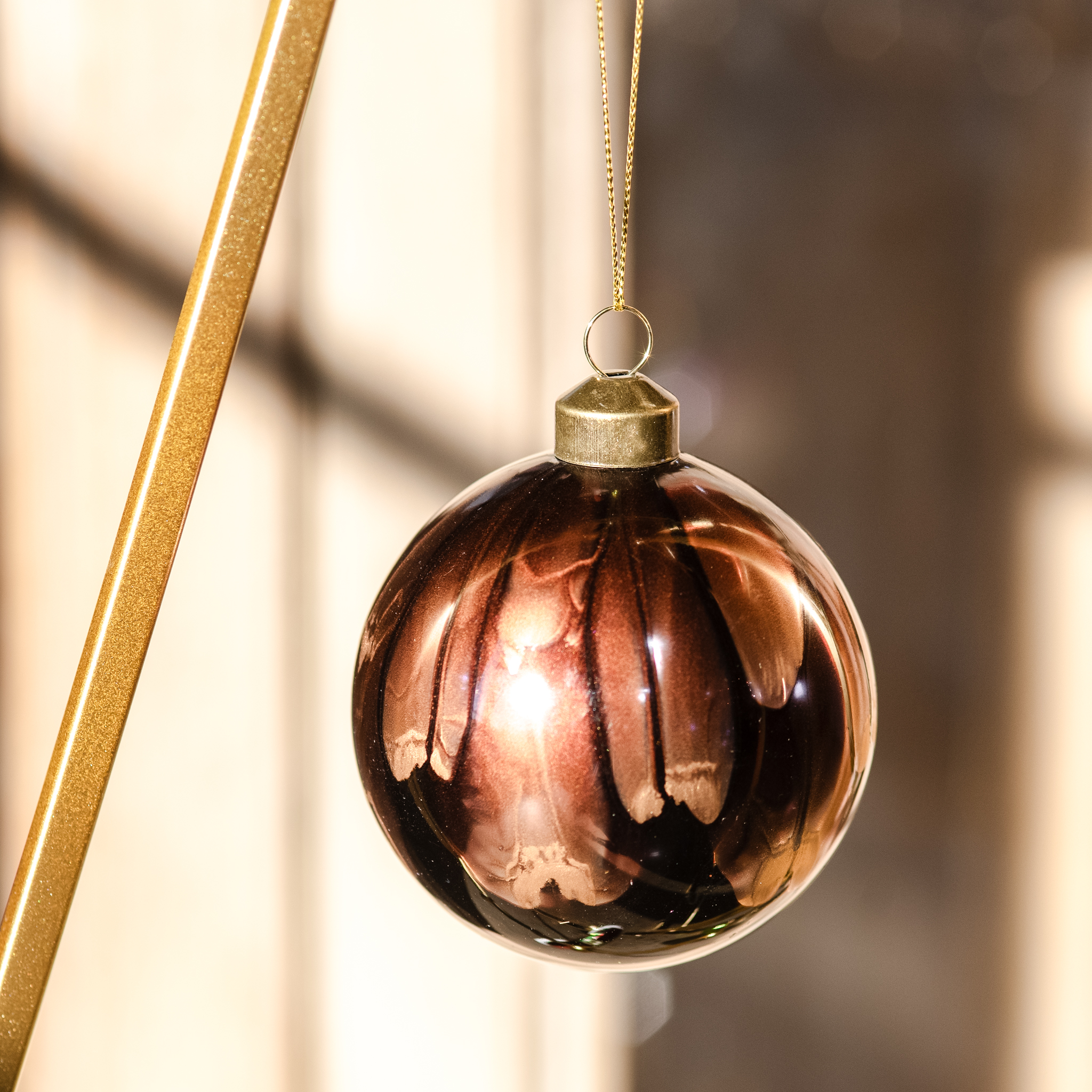 *Inner* 3" Brown Glass Deco Ball Orn.