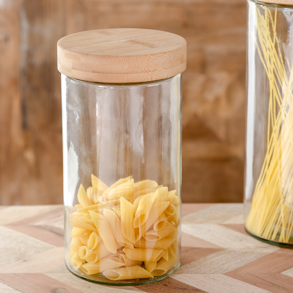 8.86" Glass Jar Bamboo Lid