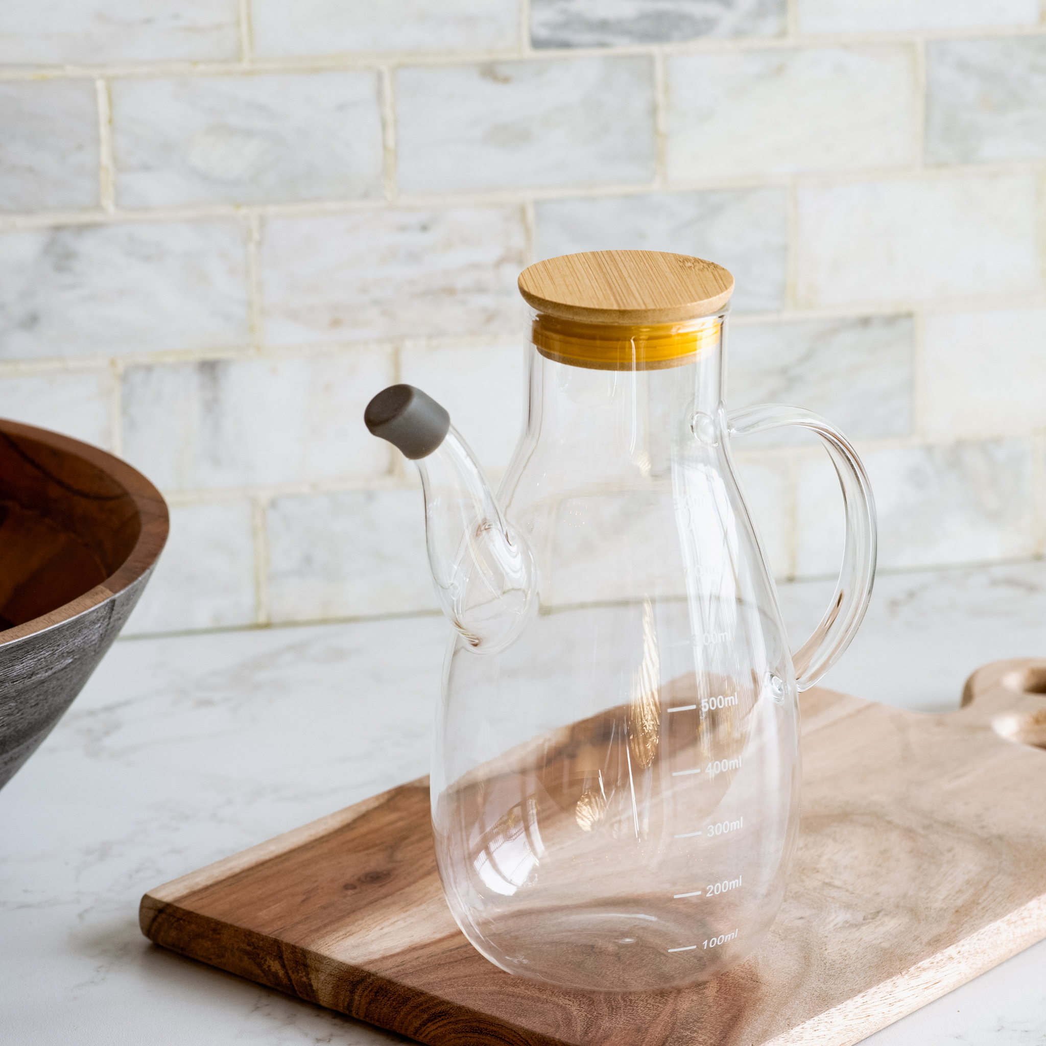 7.8" Glass Oil Bottle With Lid