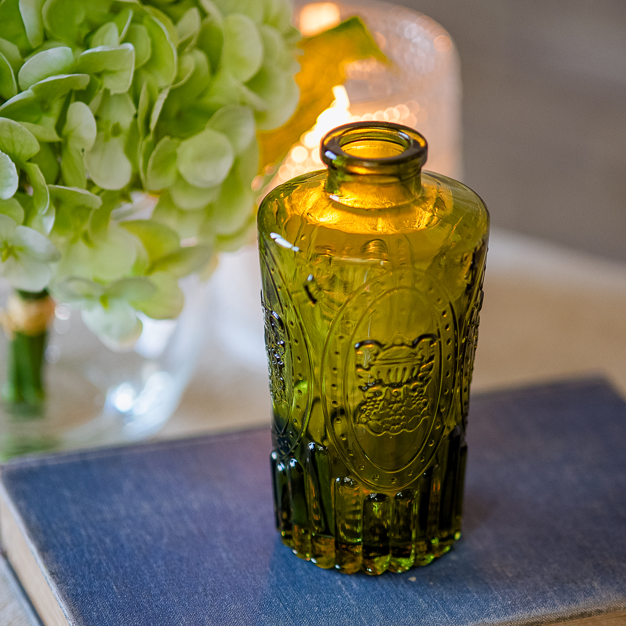 *Inner* 5" Vintage Olive Green Glass Bud Vase
