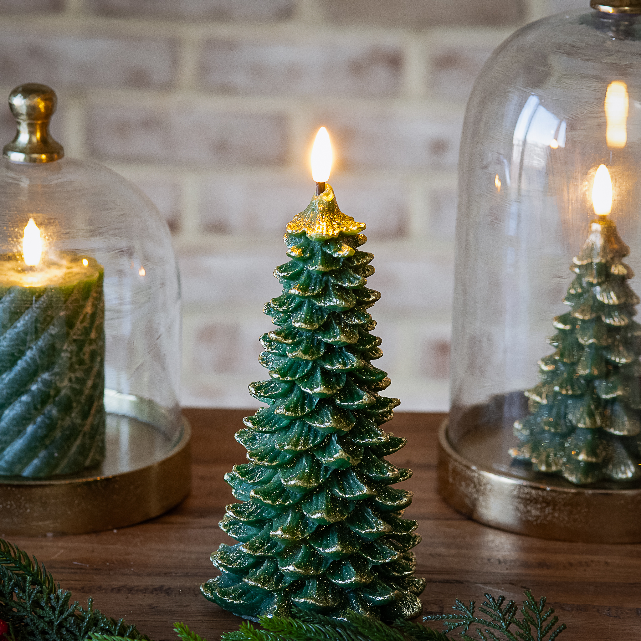 *Inner* 9" Led Green Tree Candle