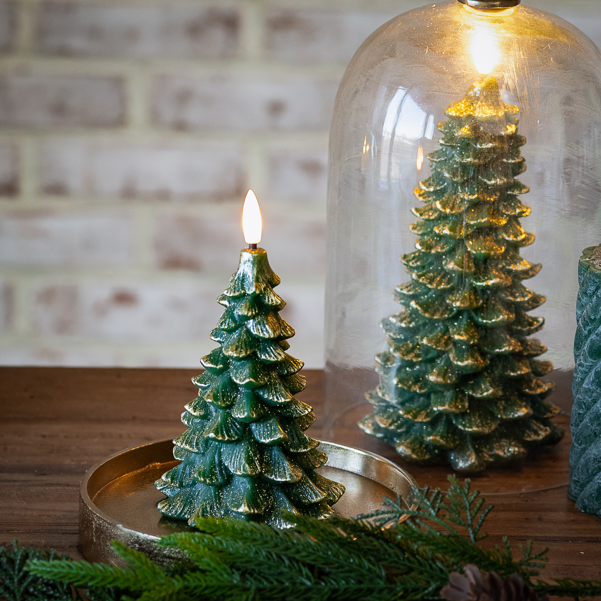 *Inner* 6" Led Green Tree Candle