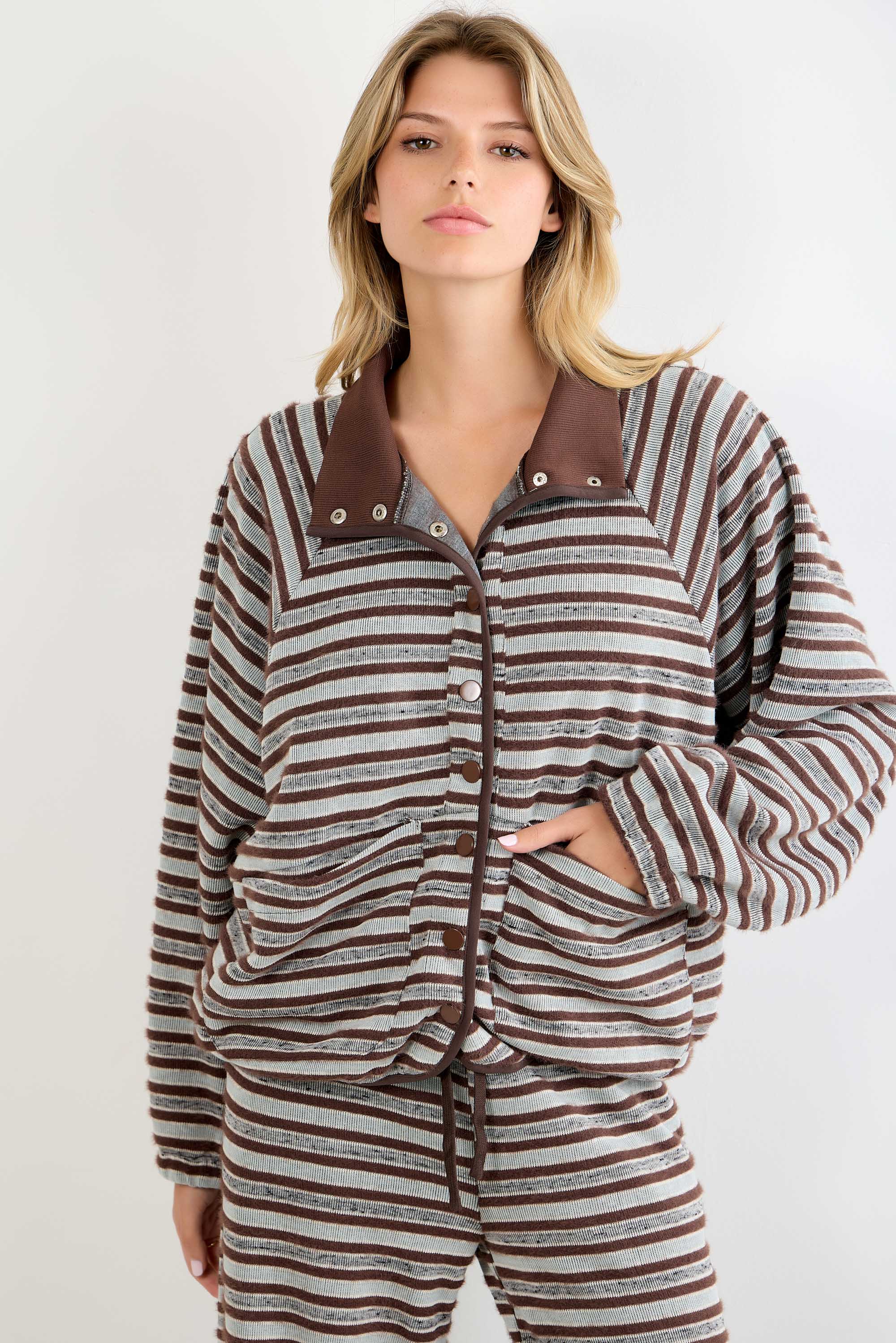 Striped Button Up Jacket