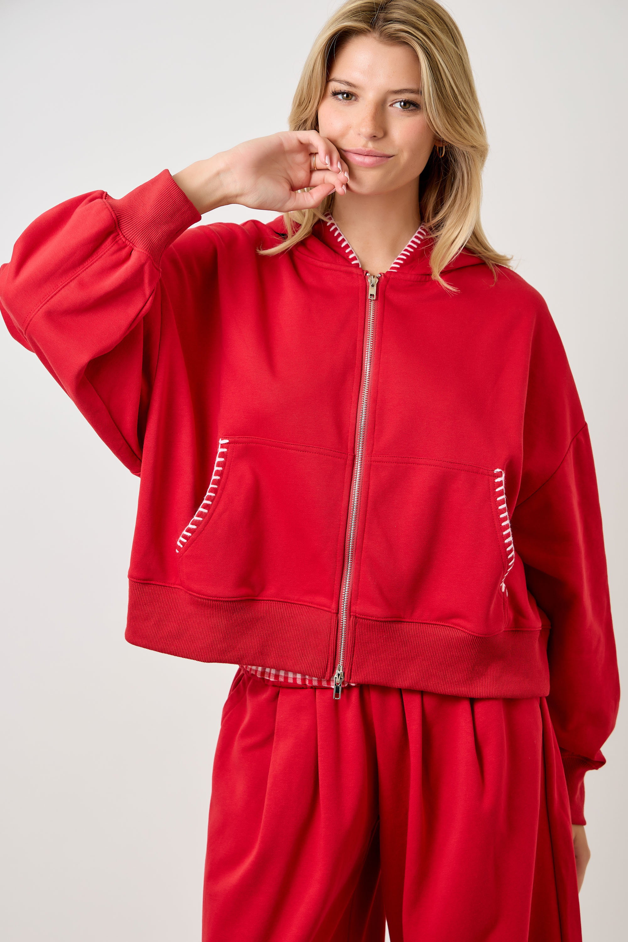 Plaid Contrast Hoodie