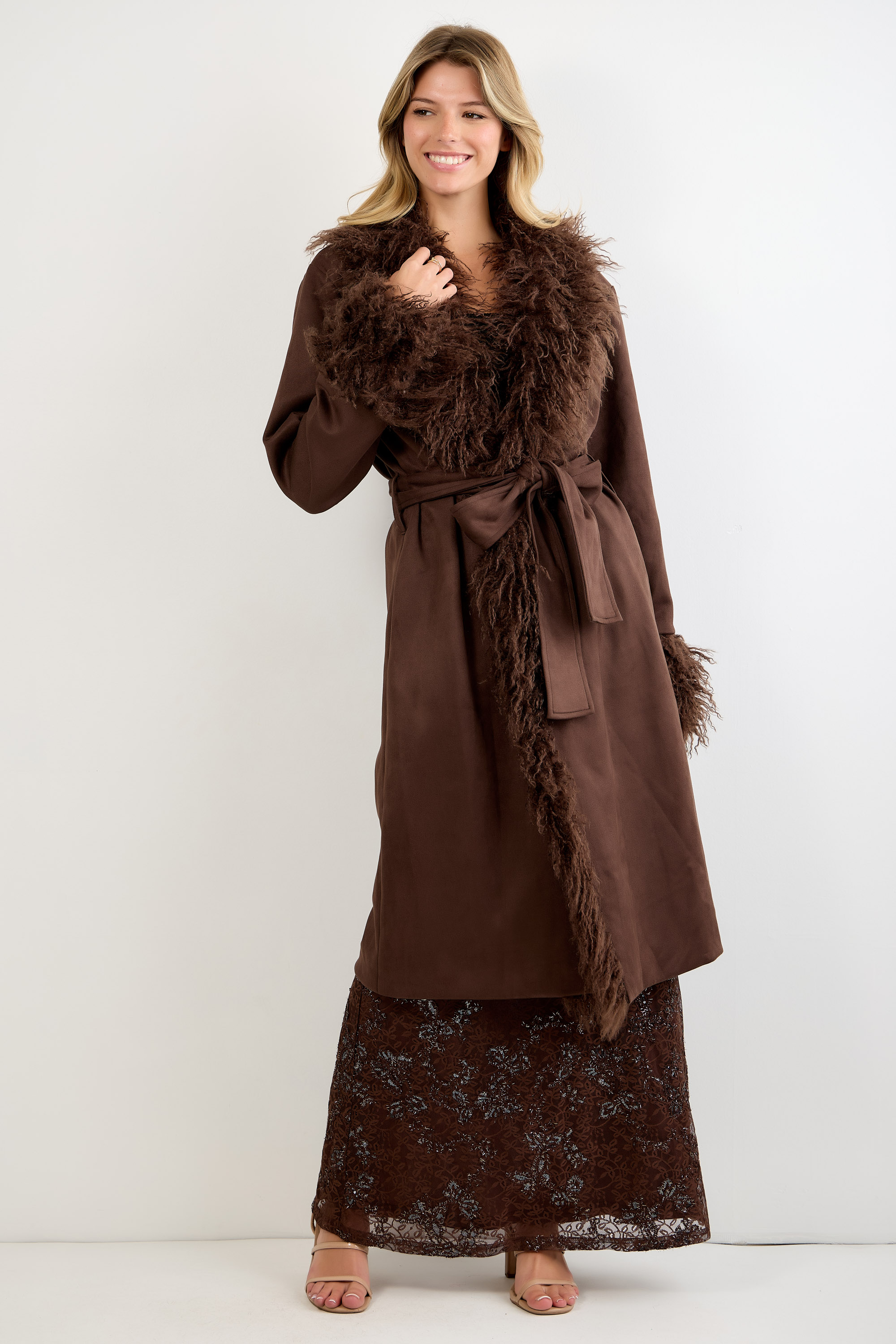 Fur Trim Long Jacket
