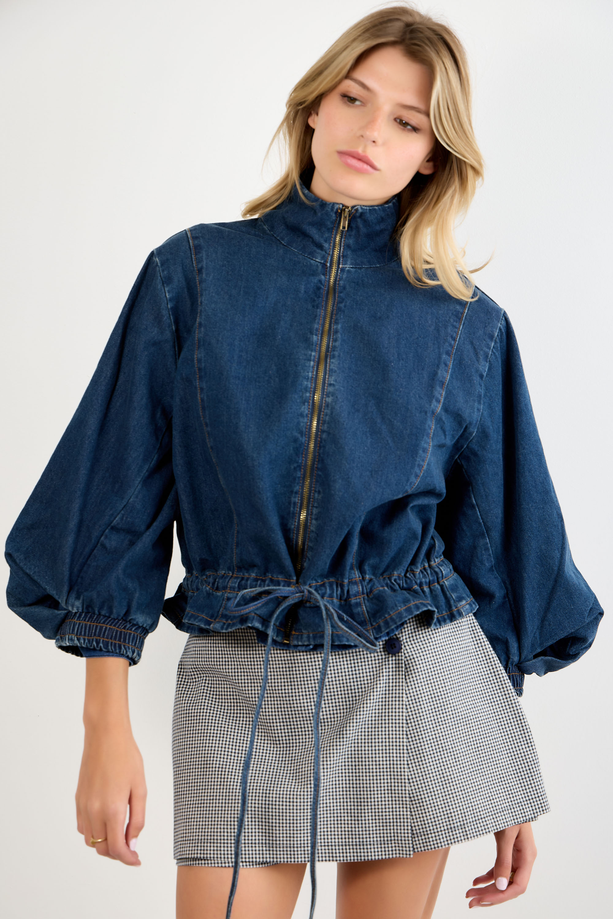 Zip Up Drawstring Waist Jacket