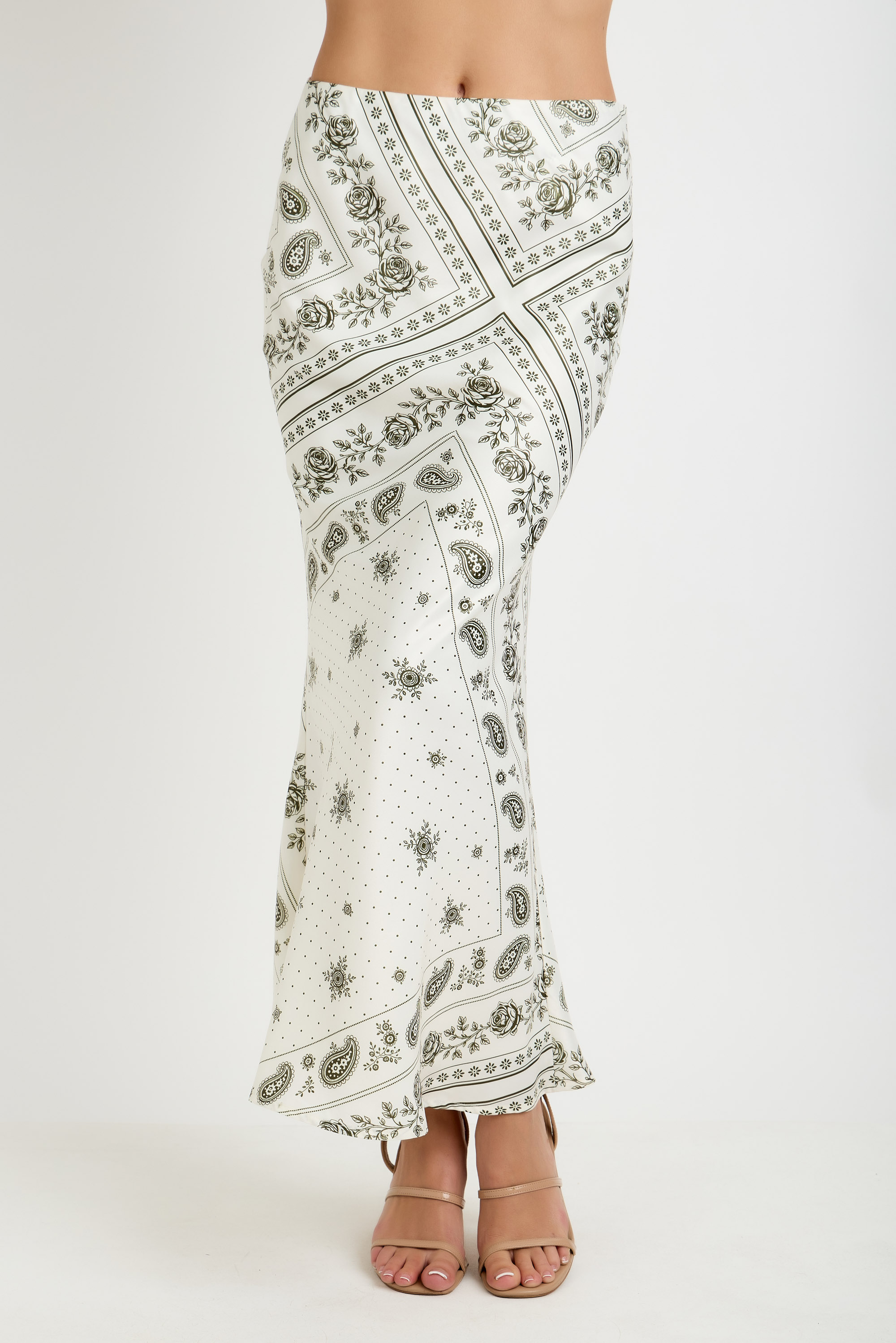 Paisley Print Midi Skirt