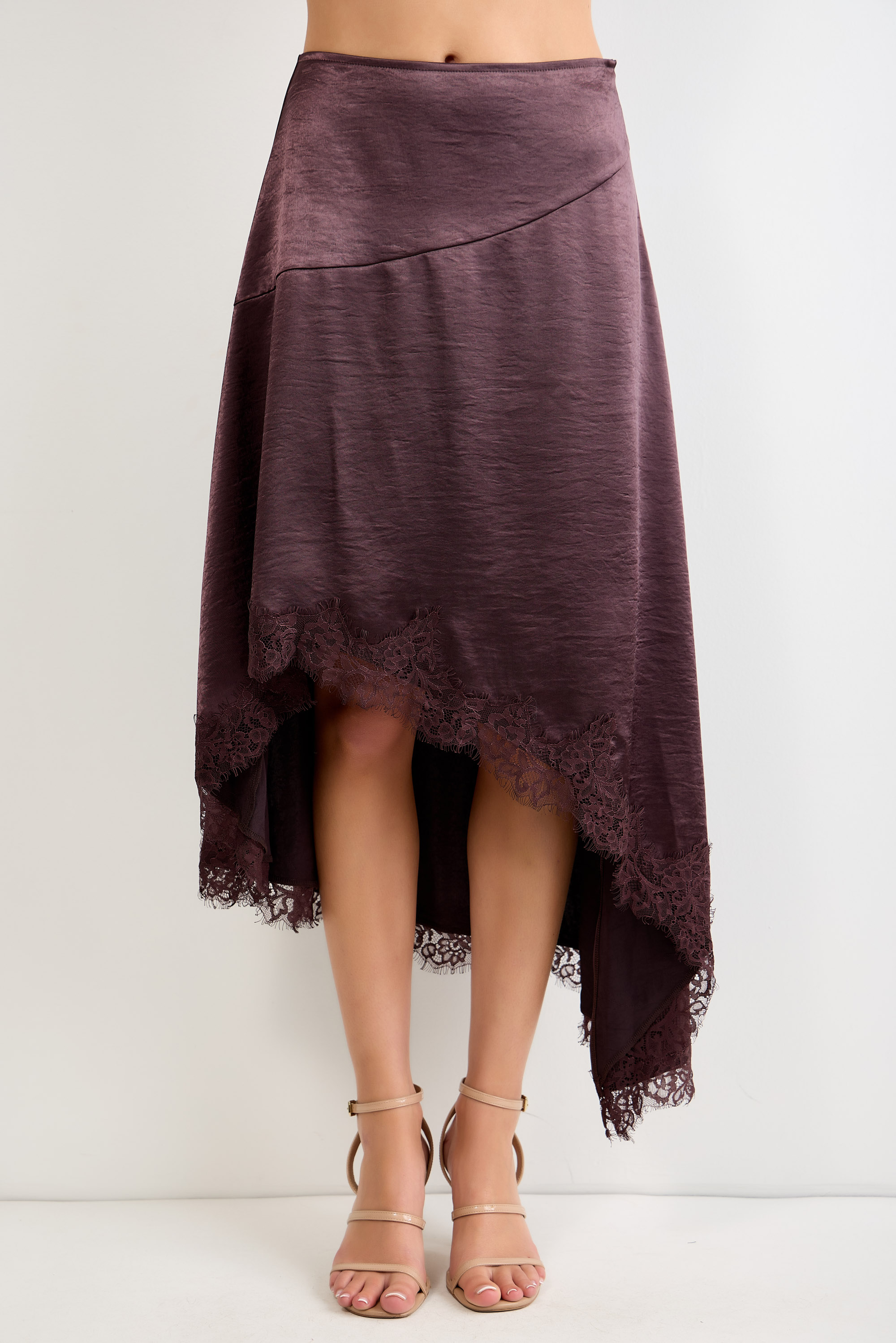 Satin Asymetrical Midi Skirt