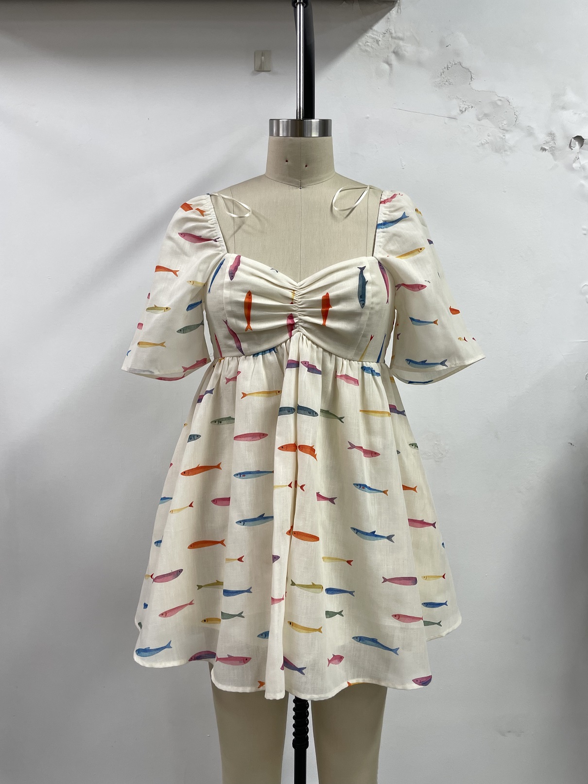 Fish Print Short Sleeve Romper