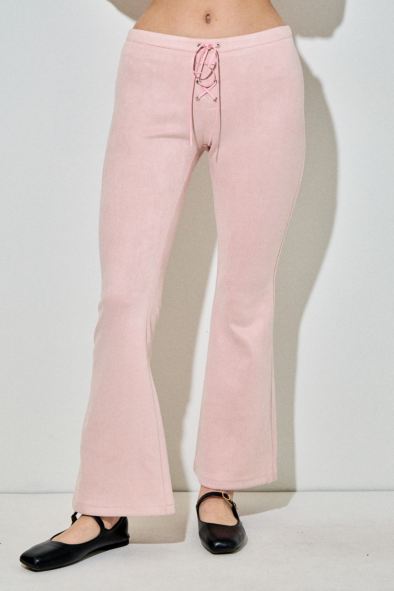 Suede Low Waist Boot Cut Pant