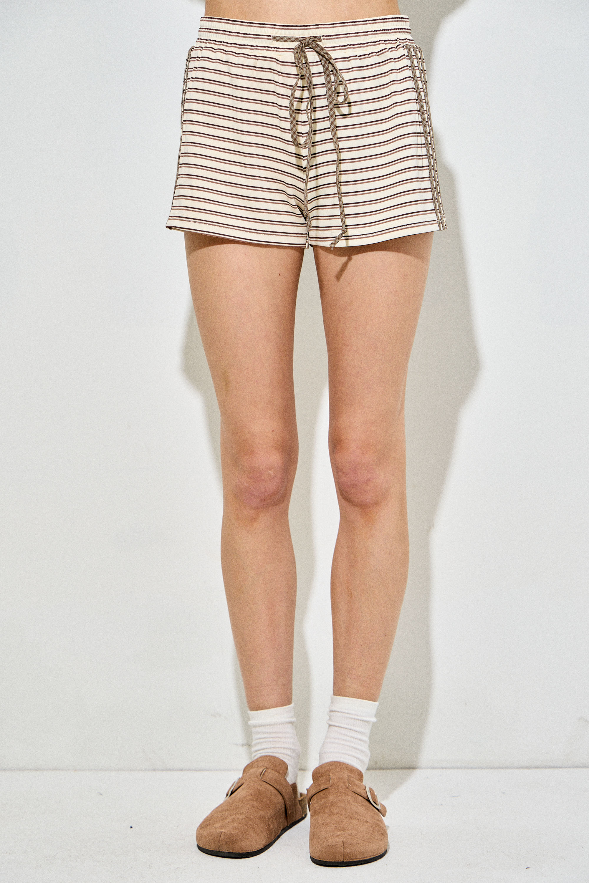 Stripe Elastic Waist Shorts